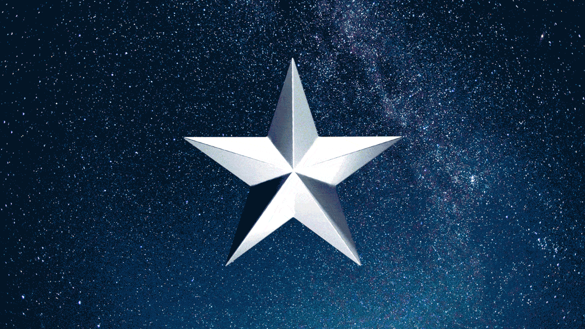 Animated illustration of a white star and a yellow star separating against a space background.