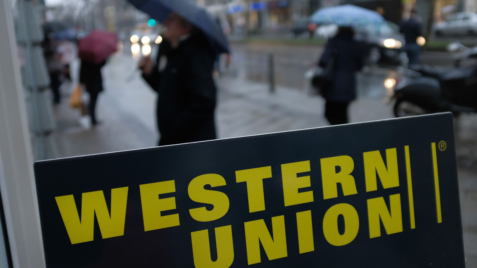 A Western Union advertisement in Berlin in January 2018.