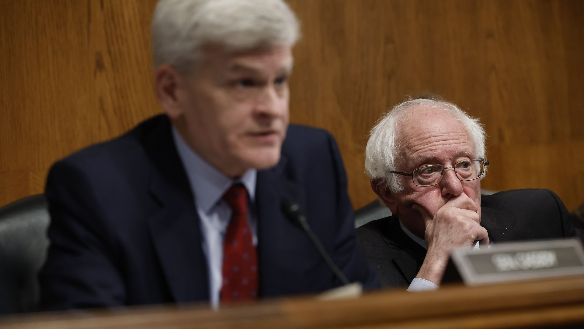 Sens. Bill Cassidy and Bernie Sanders at a hearing.