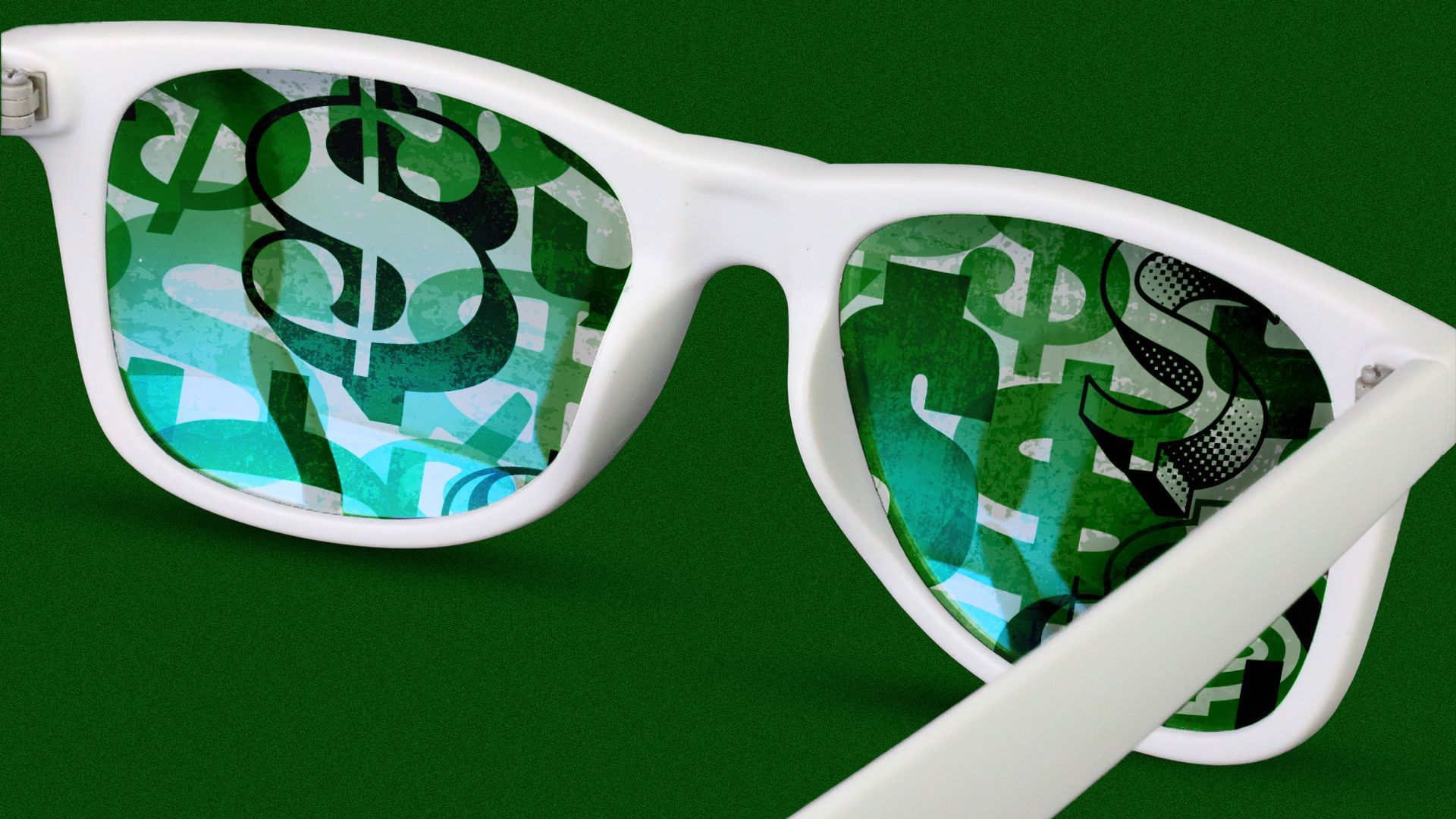 Illustration of glasses with a dollar sign pattern on the lenses