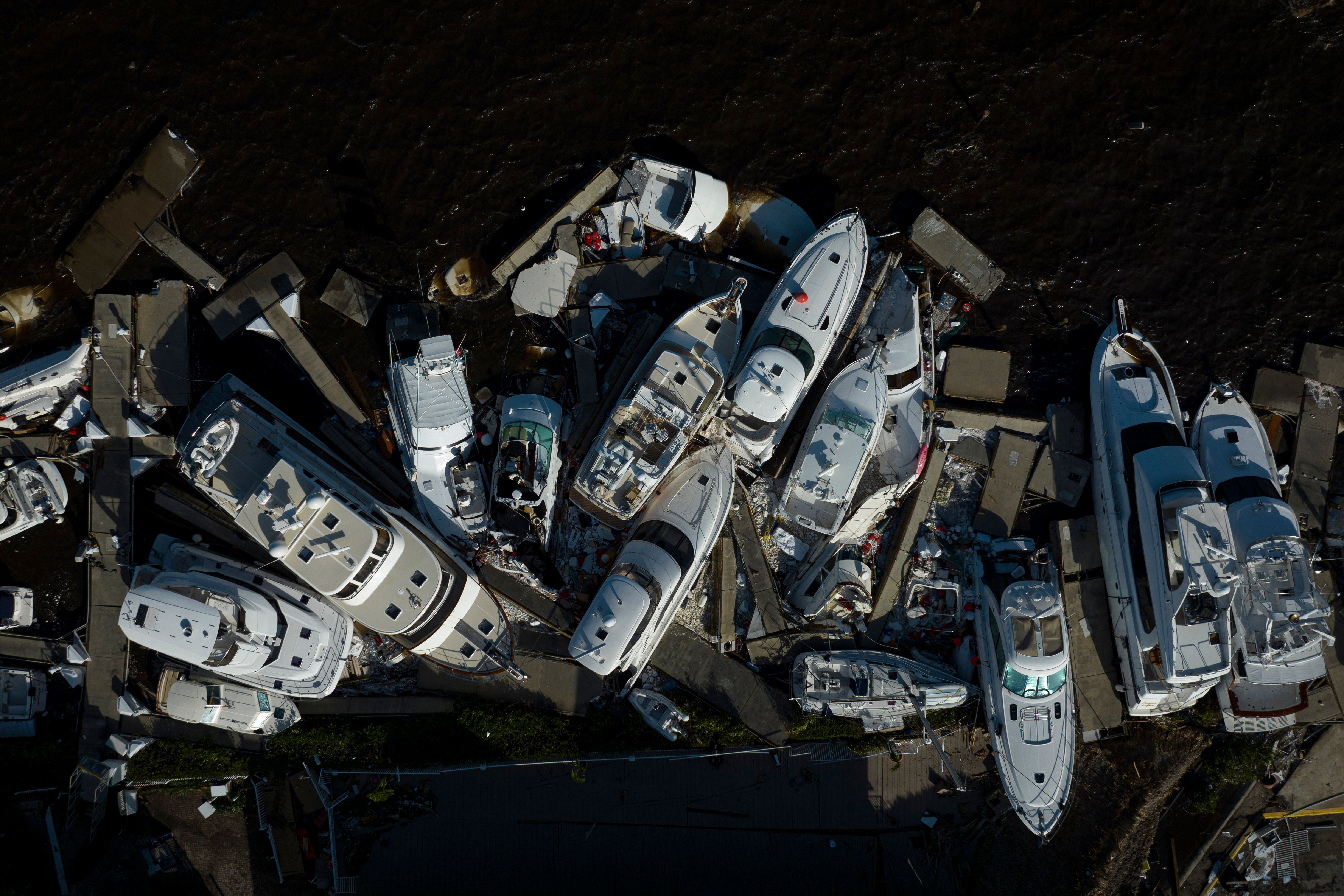 boats piled up on each other