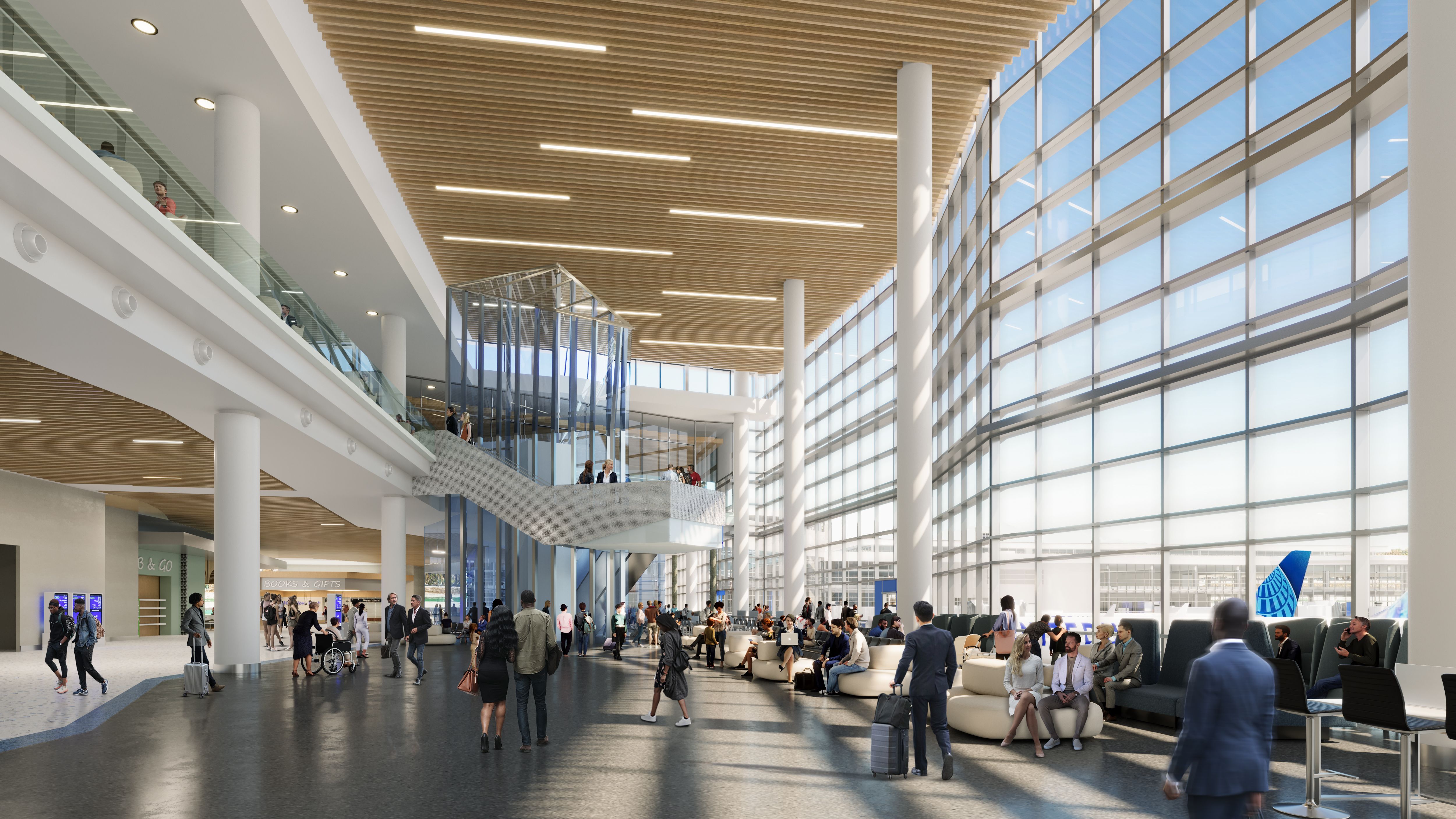 rendering of an airport lobby