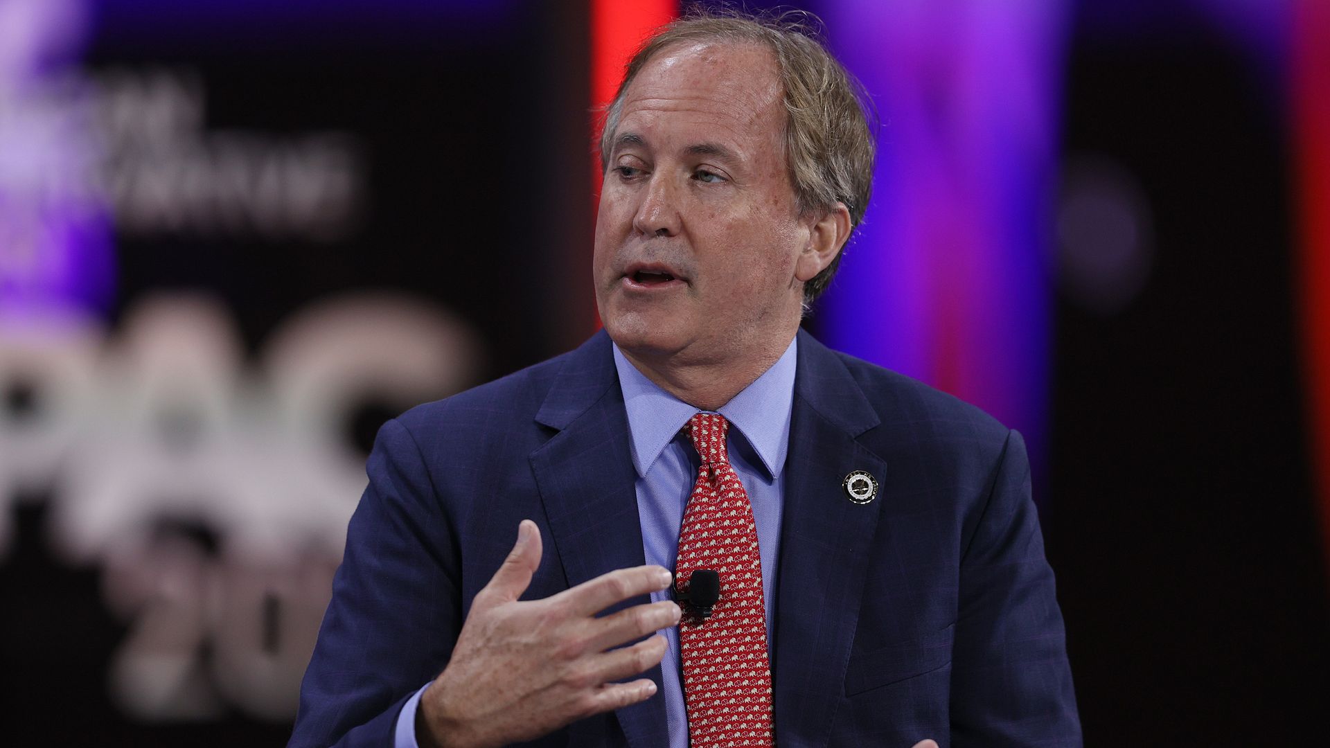 Texas Attorney General Ken Paxton speaking at 2021 CPAC in Orlando, Florida, in February.