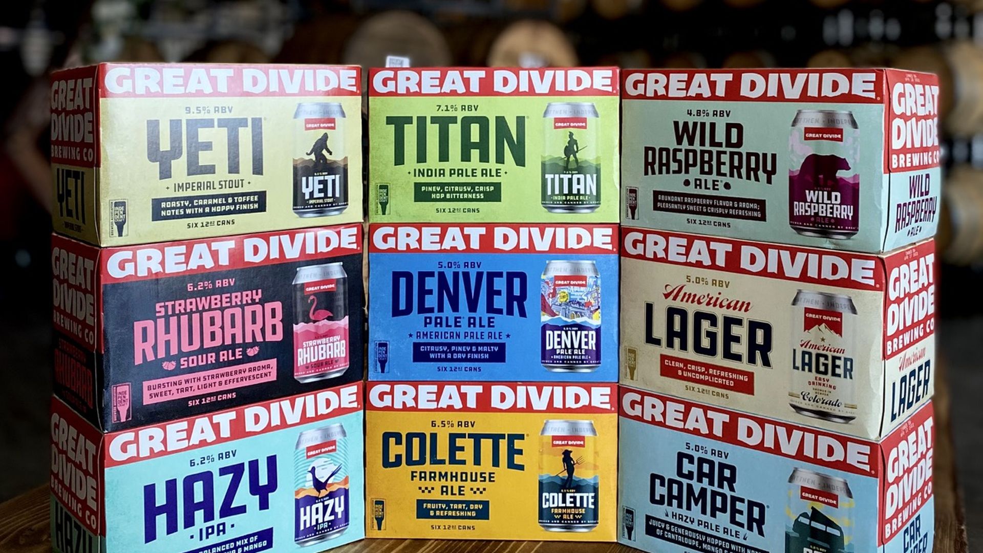 Great Divide Brewing's packaging emphasizes the Denver brewery's name