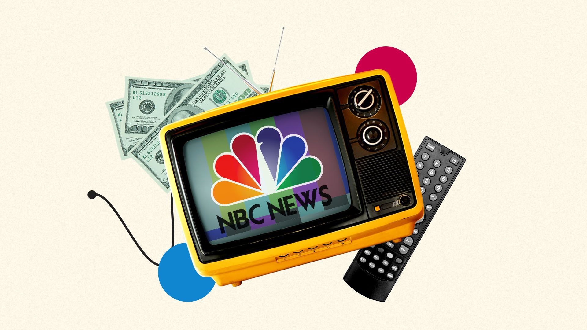 Illustration of a vintage television with the NBC News logo