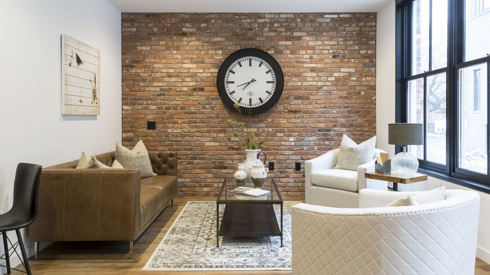 The living room of a renovated condo unit.