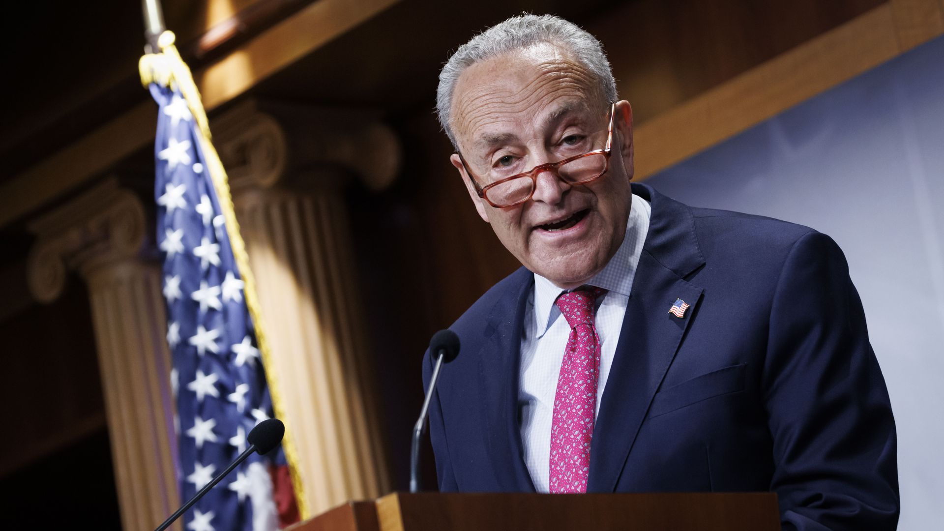 Senate Majority Leader Chuck Schumer speaks during a news conference at the US Capitol on June 1.