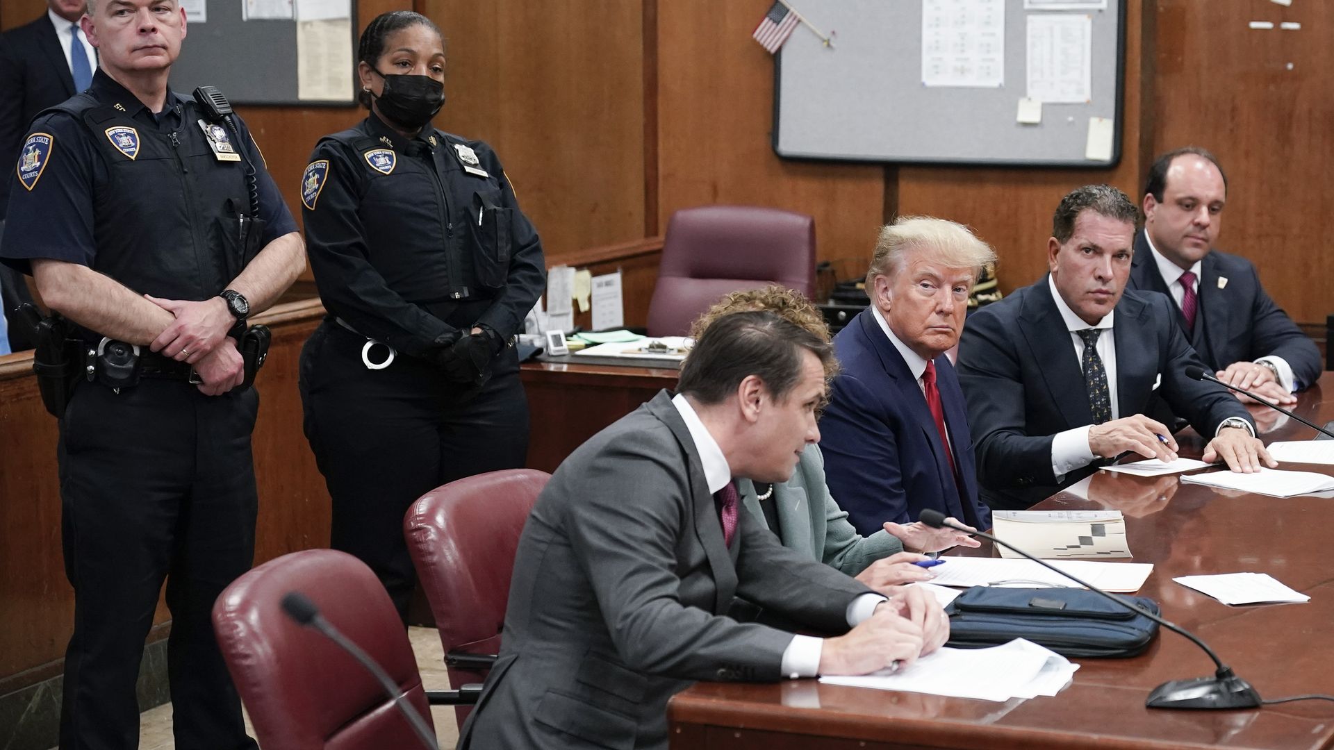 Former President Trump during his arraignment hearing in Manhattan Criminal Court on April 4.