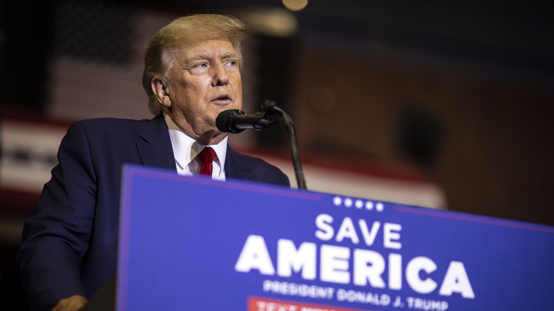 Former President Donald Trump speaks at a rally