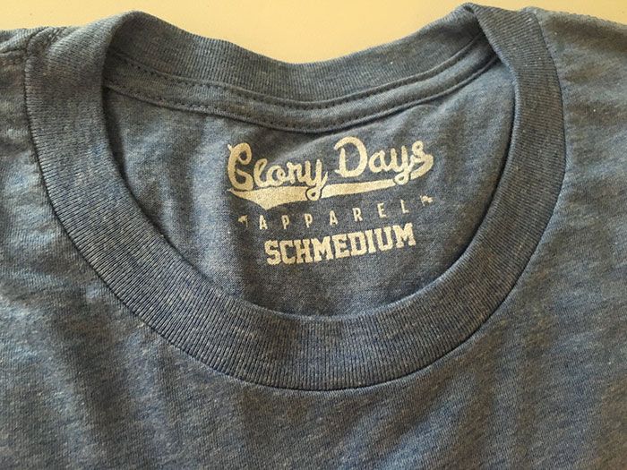 Glory Days t-shirt label