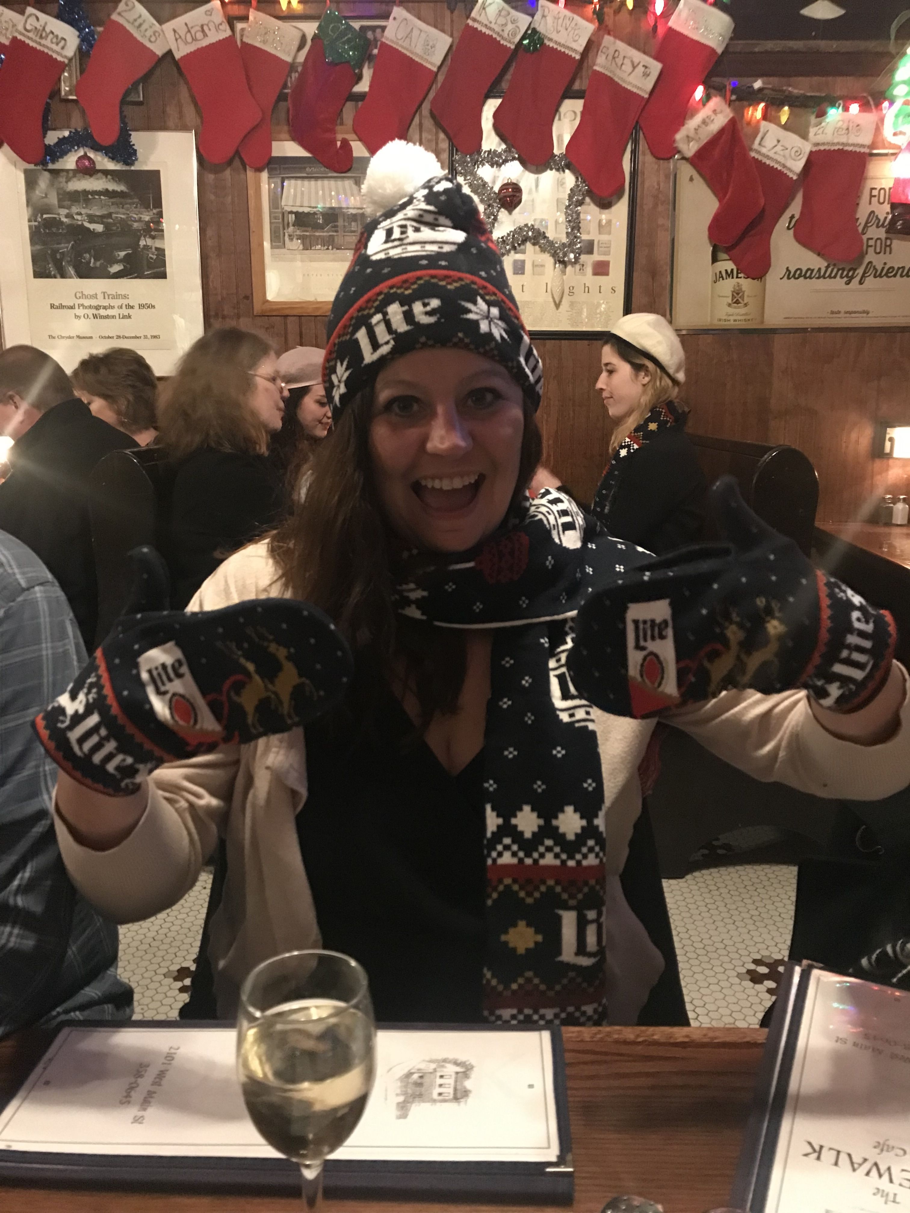 Karri covered in things that say Miller Lite 