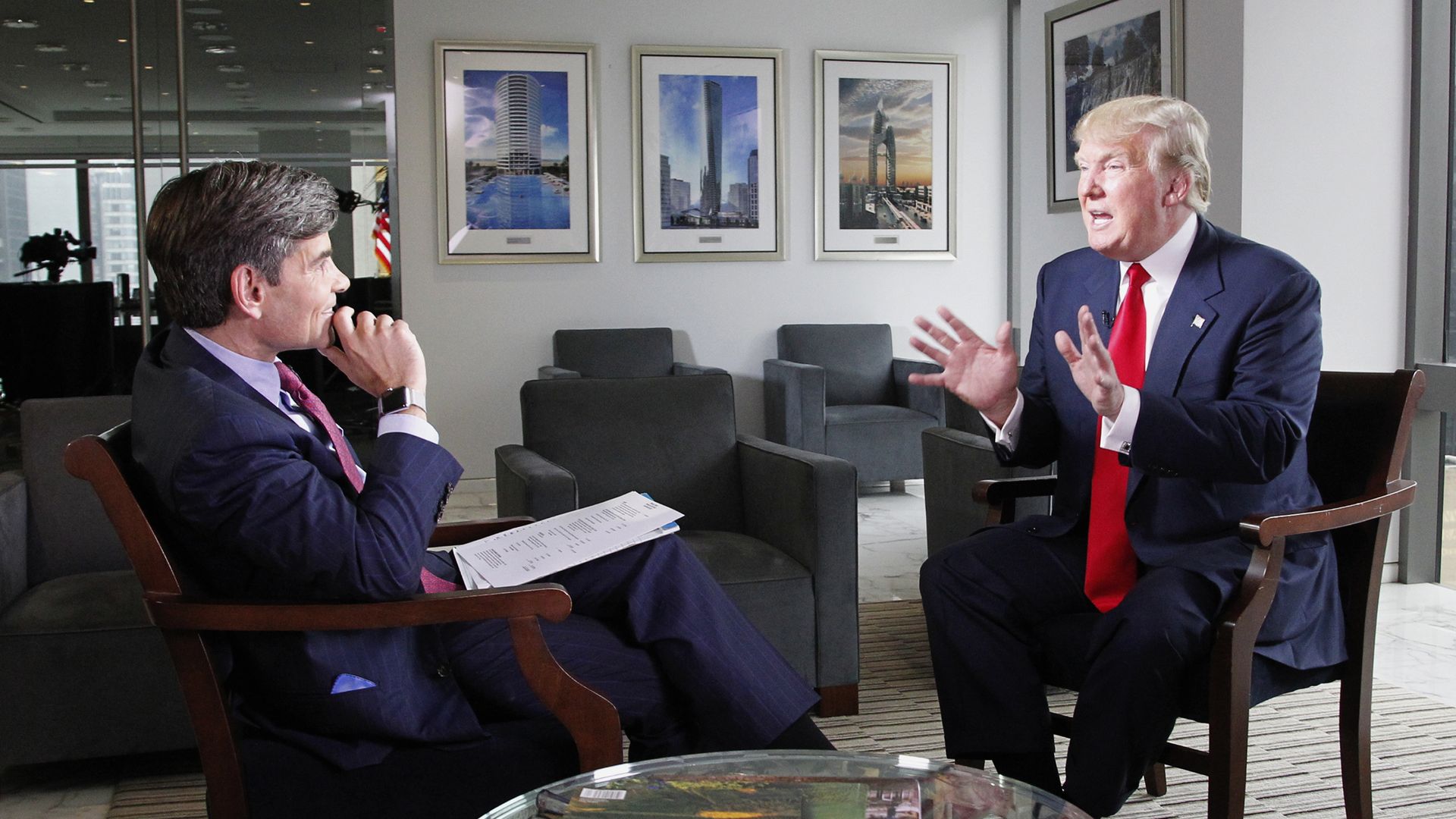 ABC's George Stephanopoulos first interviewing President Donald Trump in 2015