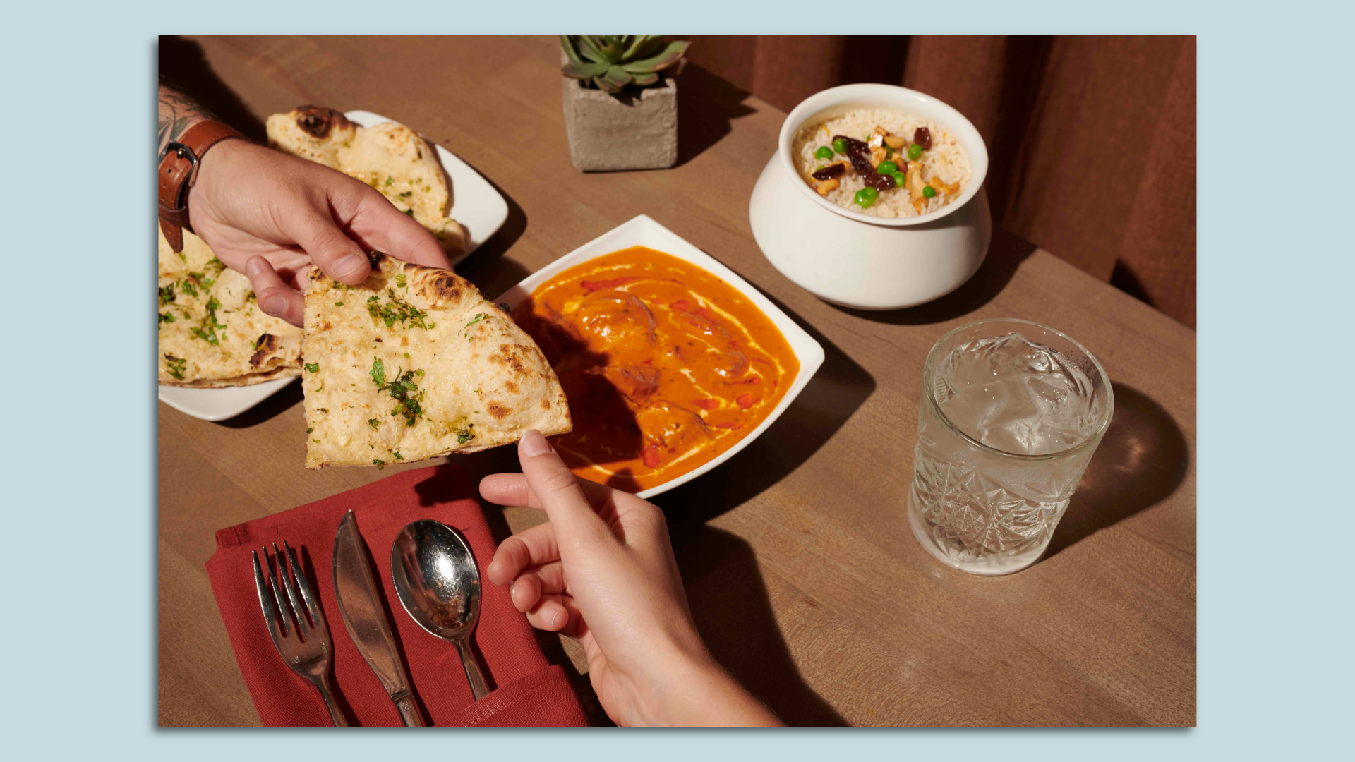 People sharing dinner together