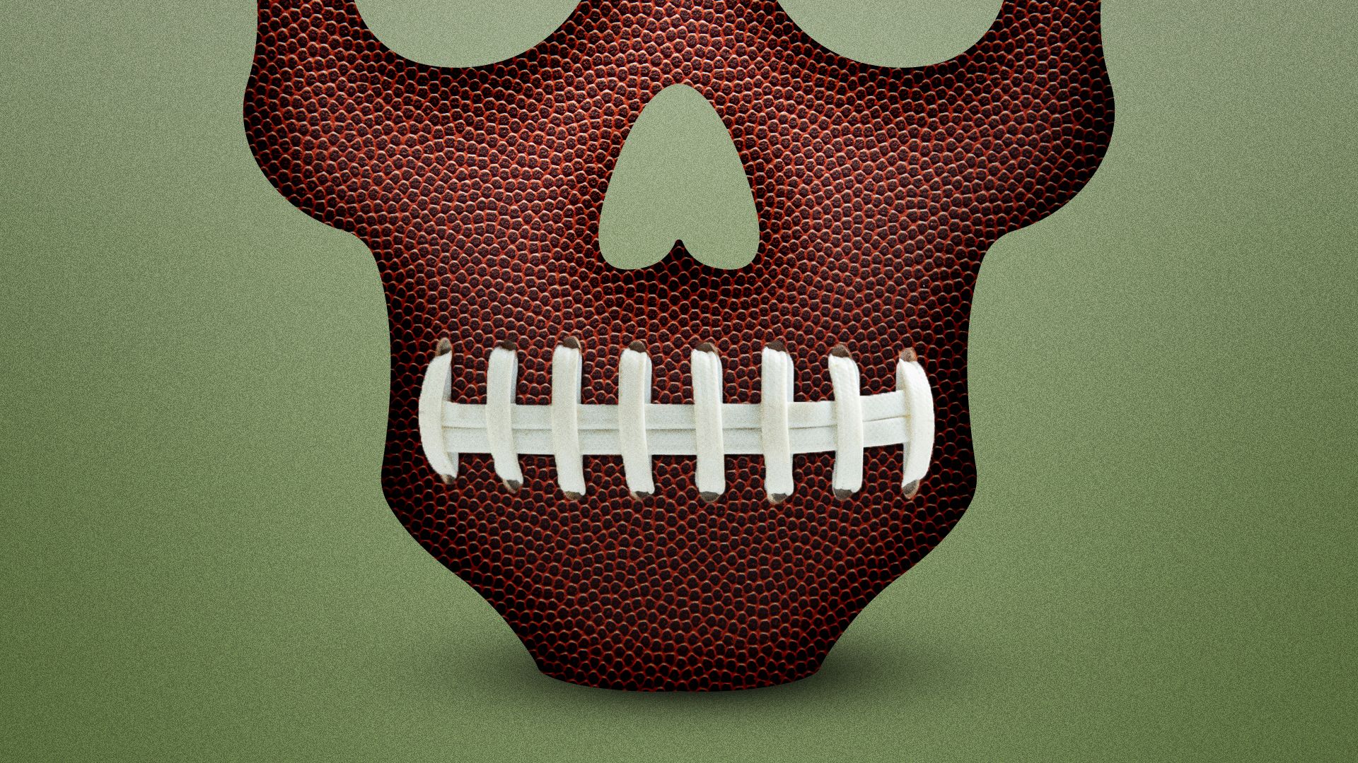 Illustration of a football shaped like a skull.