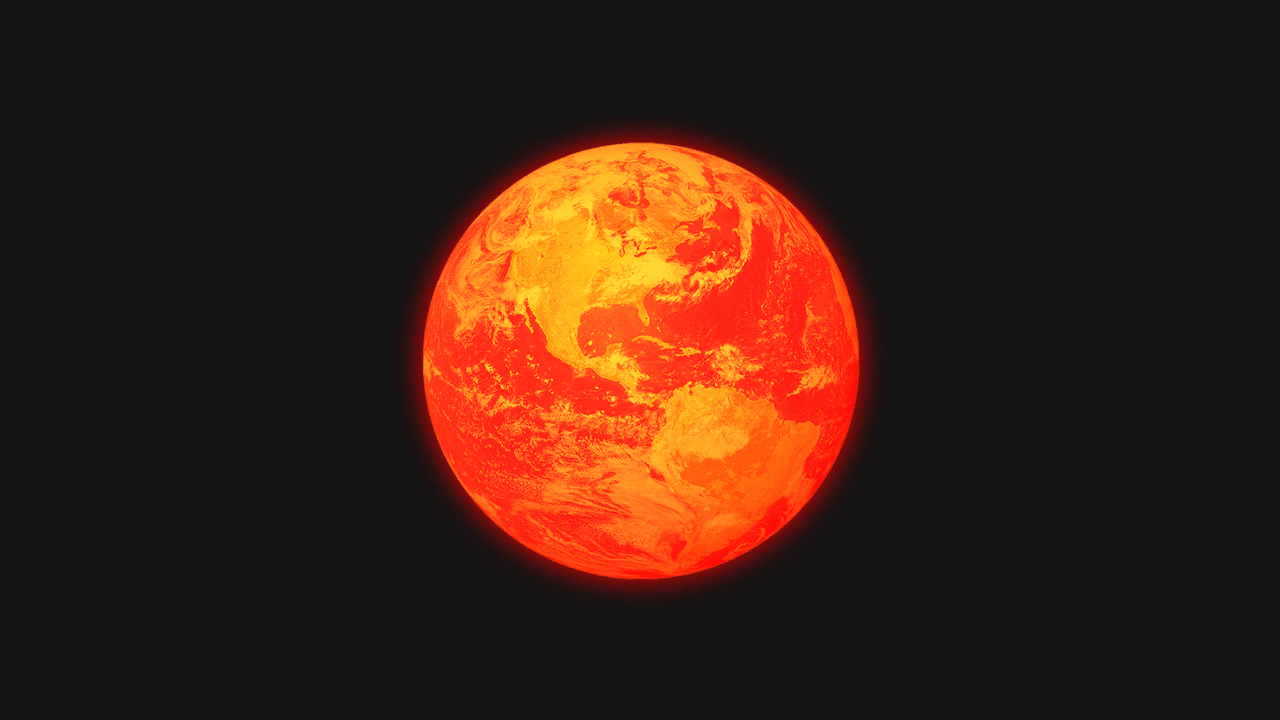 Illustration of the earth flashing red like a siren.