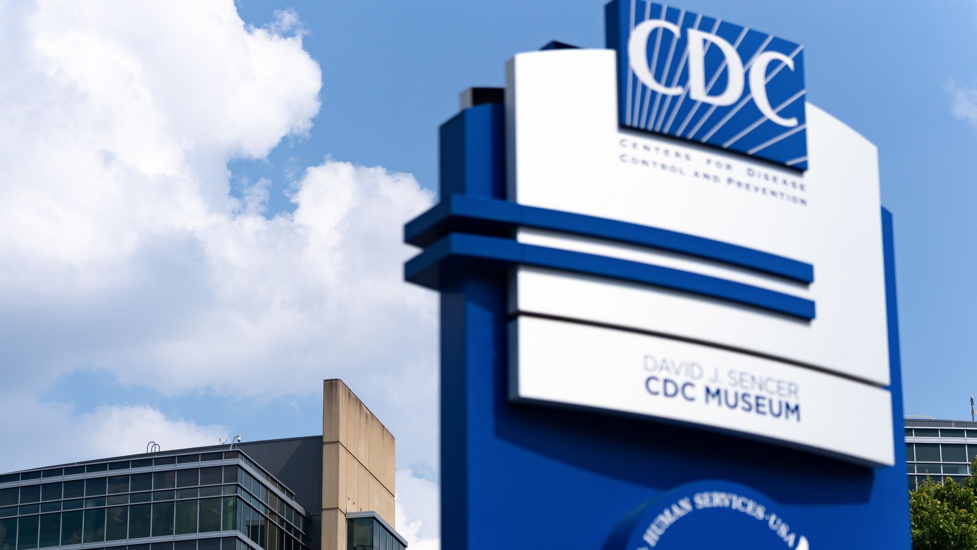 A sign in front of the CDC building. 