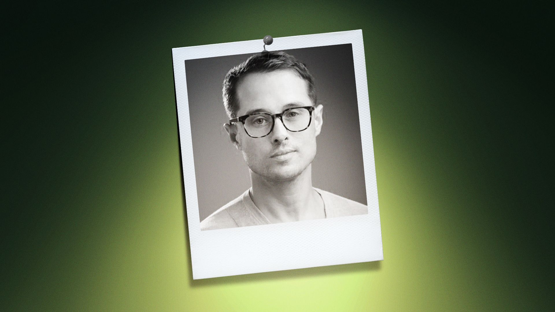 Photo illustration of Zalman Raffael in a polaroid photo.