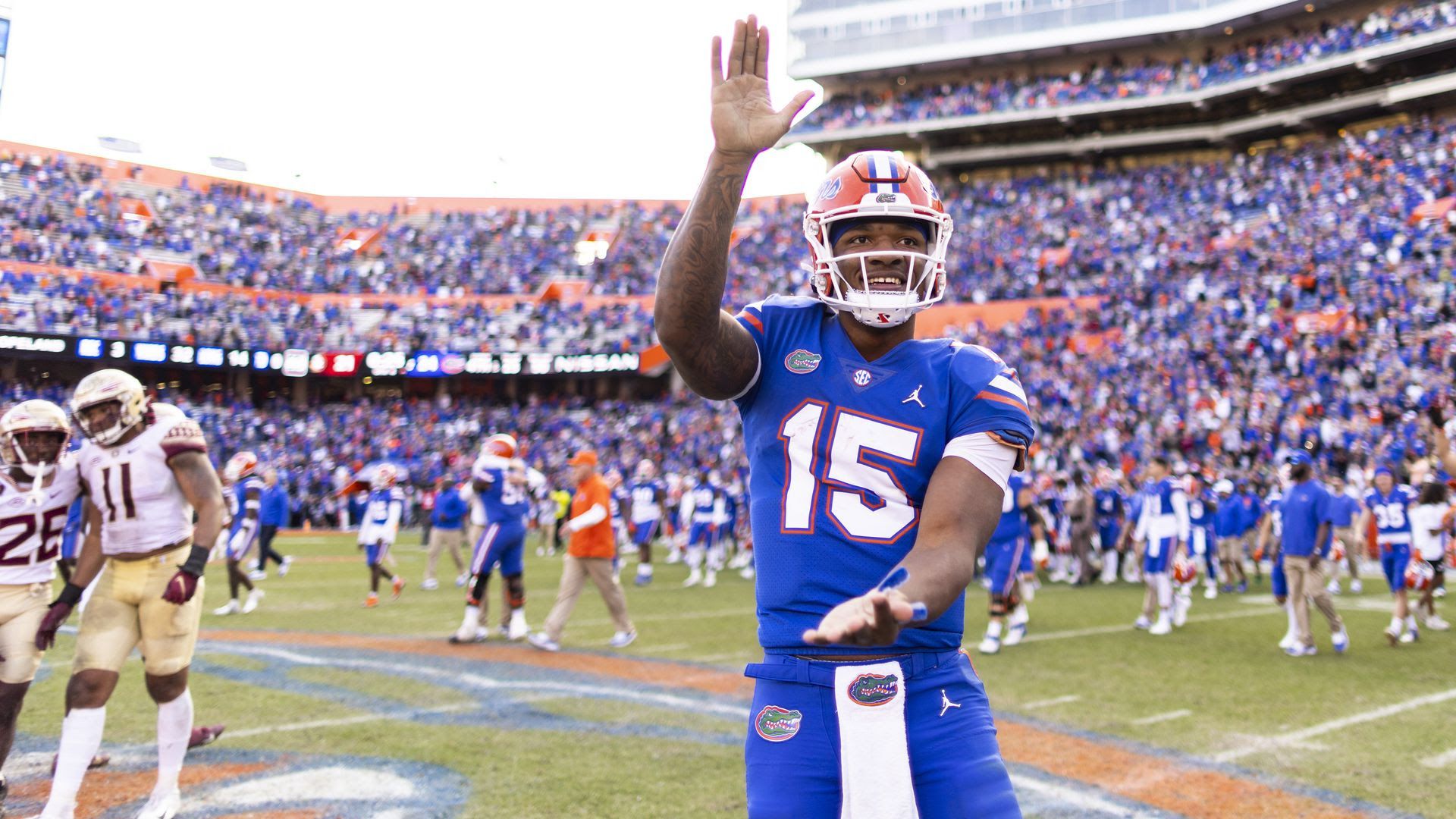 Anthony Richardson #15 of the Florida Gators at a game in November. 