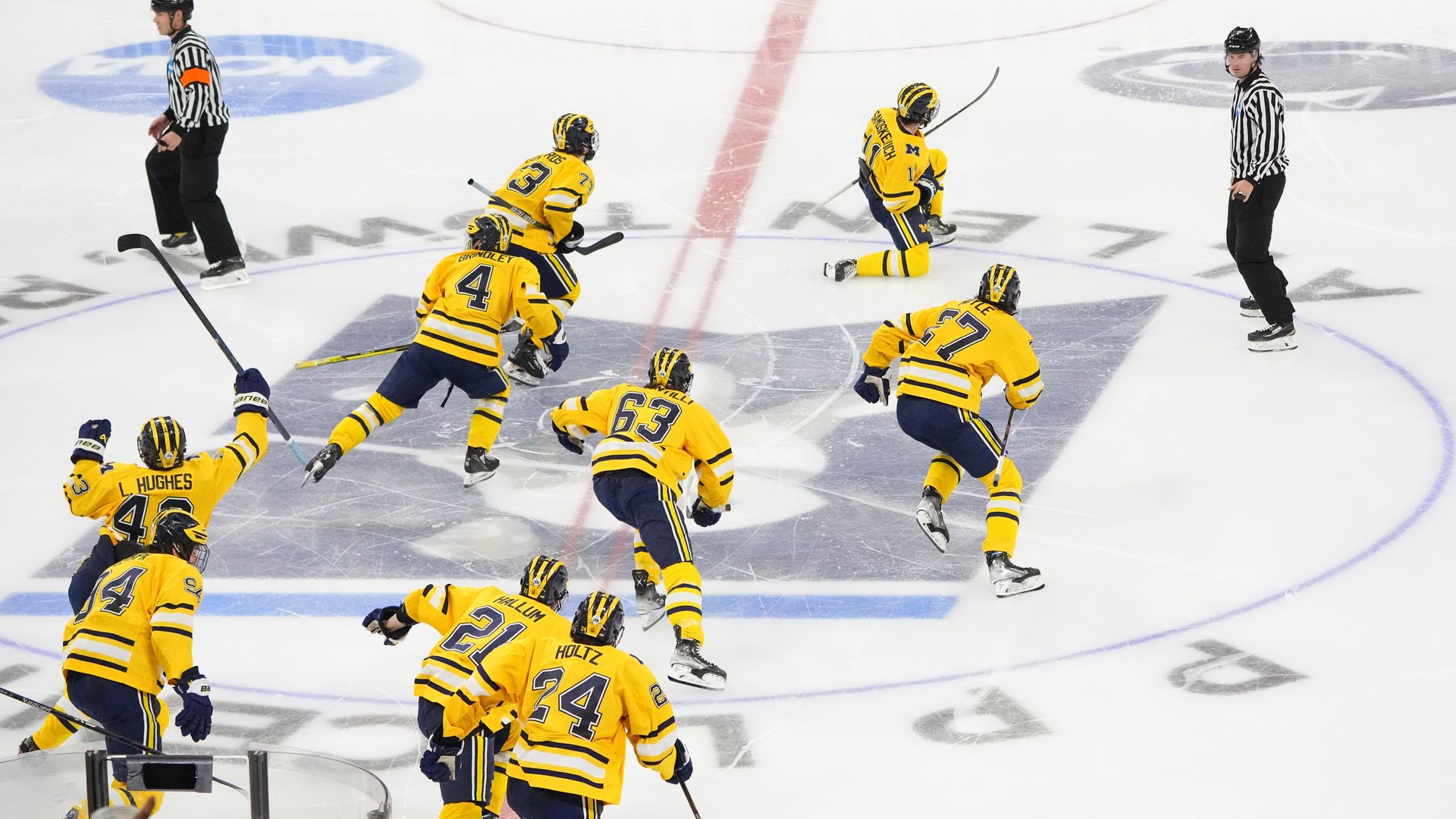 Michigan celebrating