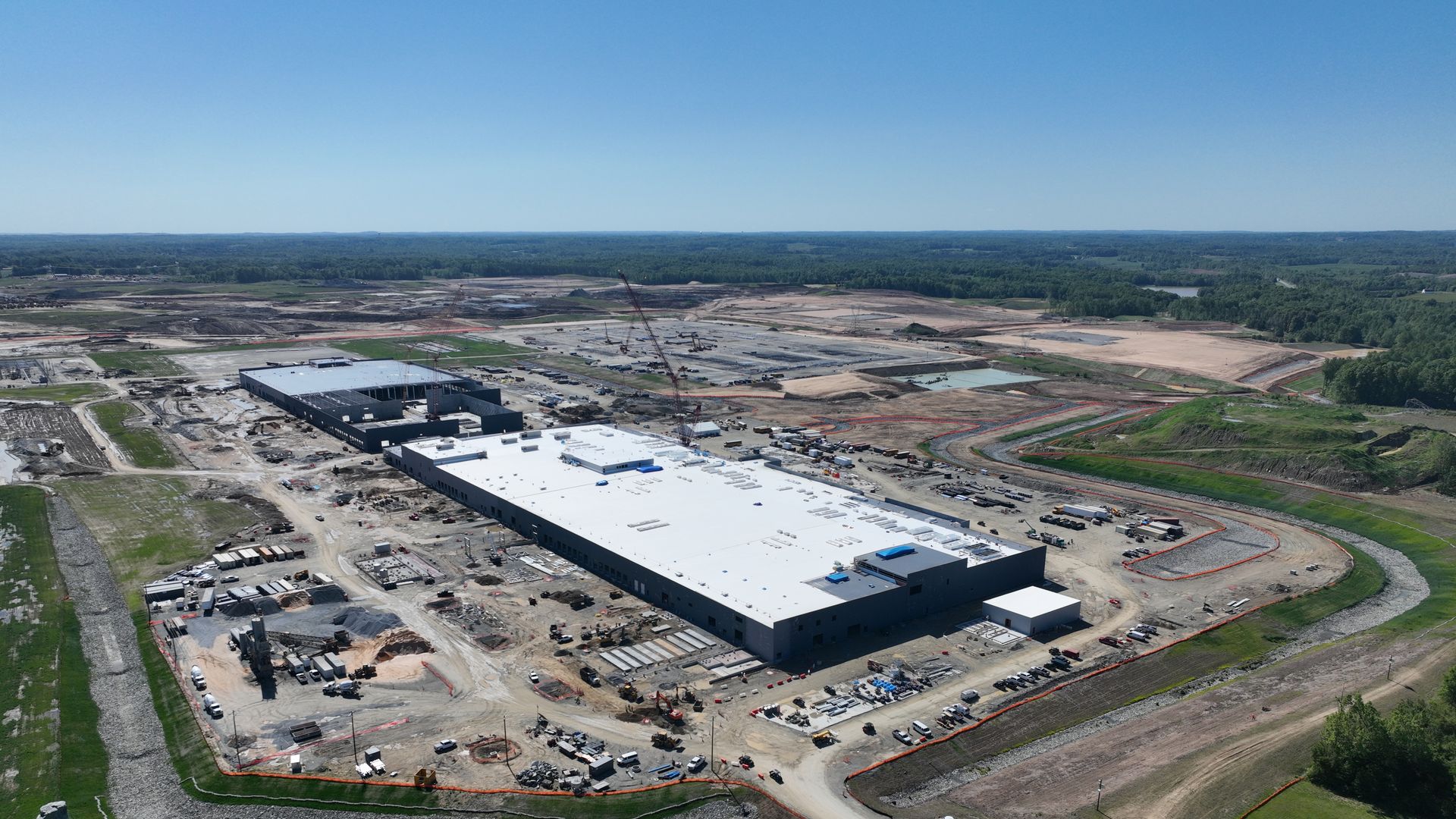 Aerial photograph of Toyota's North Carolina battery factory, currently under construction