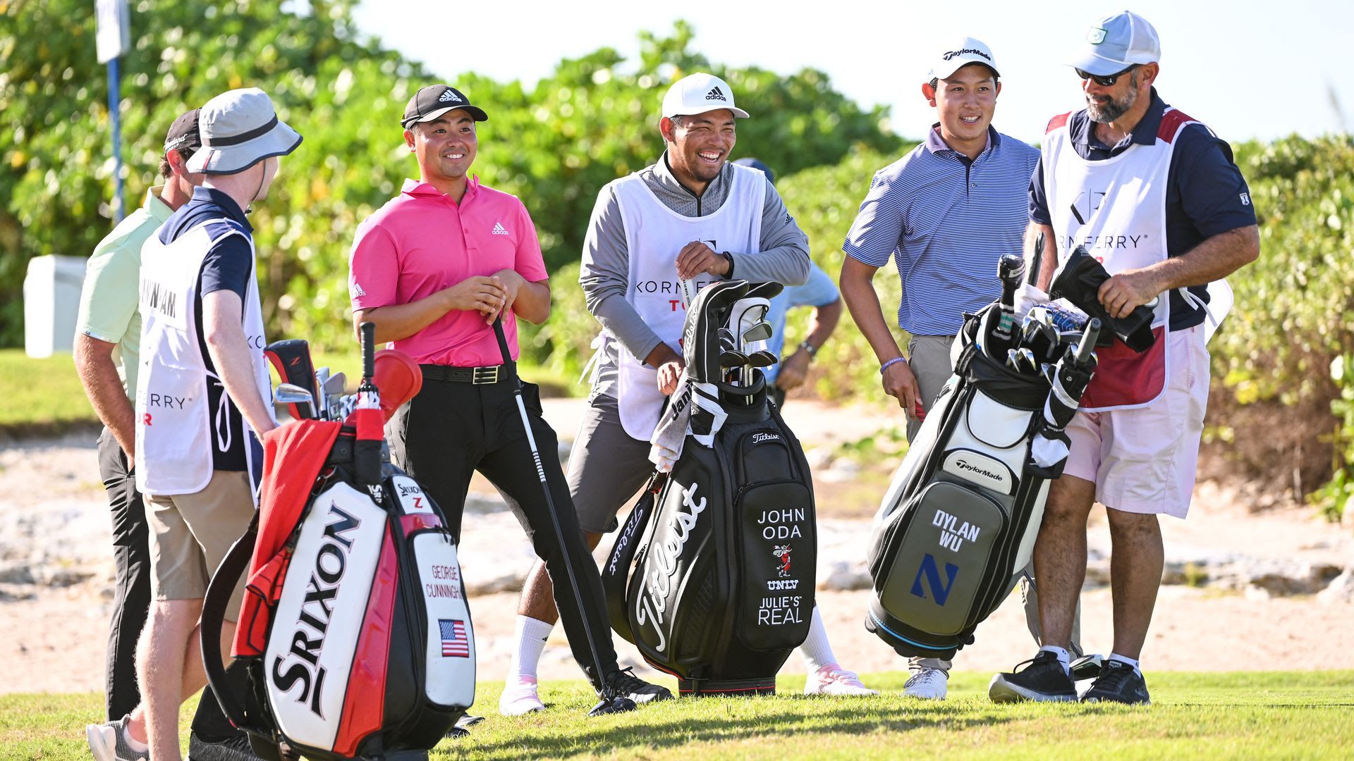 A group of golf caddies