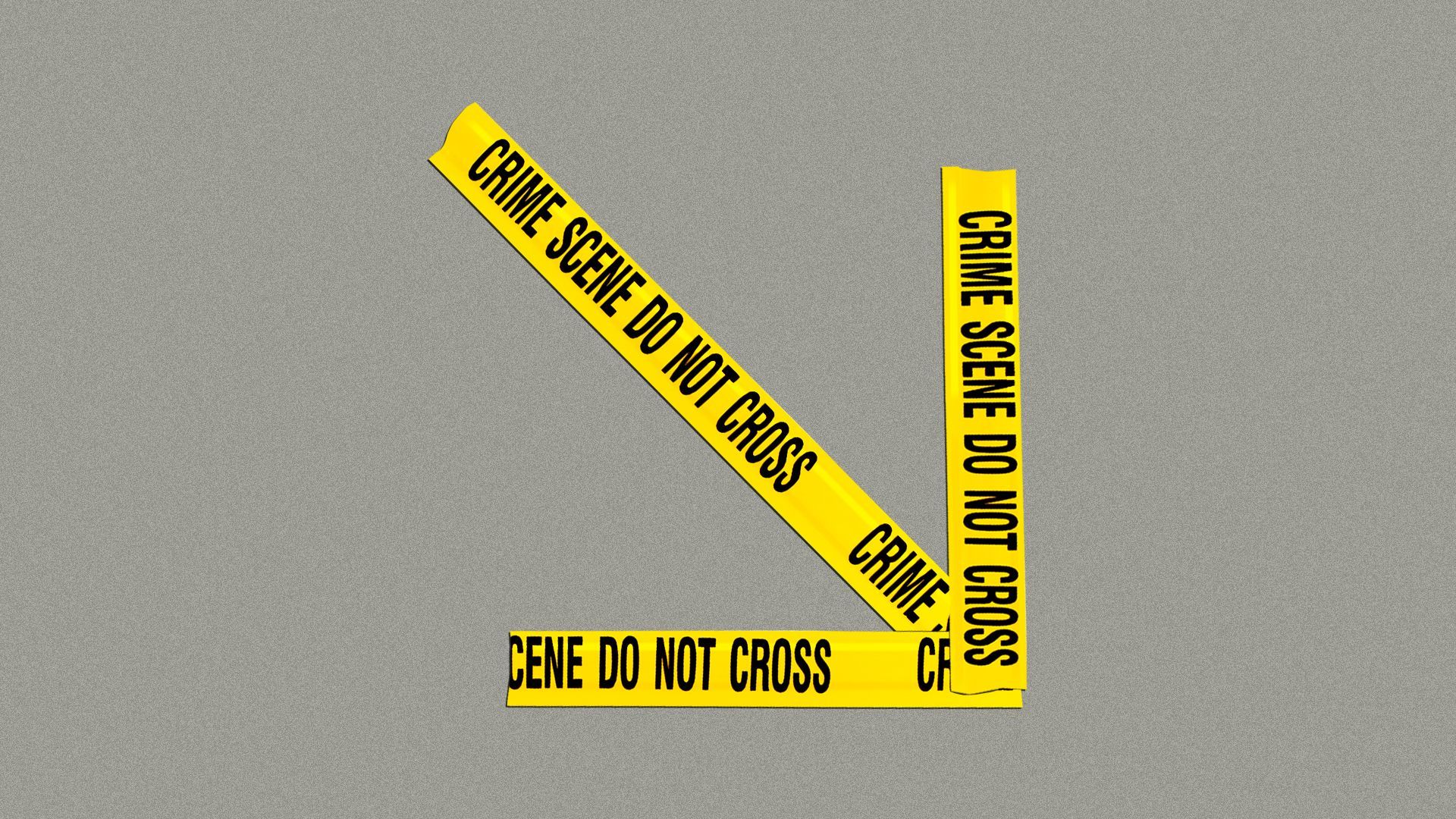 Illustration of a downward arrow made out of crime-scene tape.