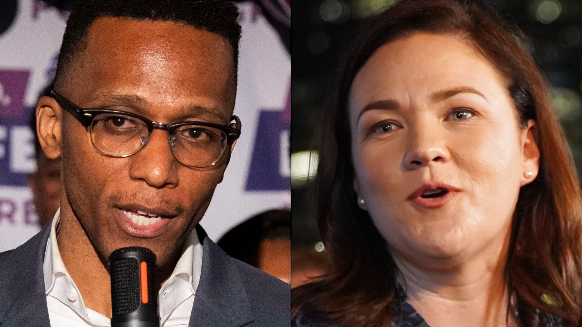 Side-by-side photos of Christian Menefee and Alexandra Mealer