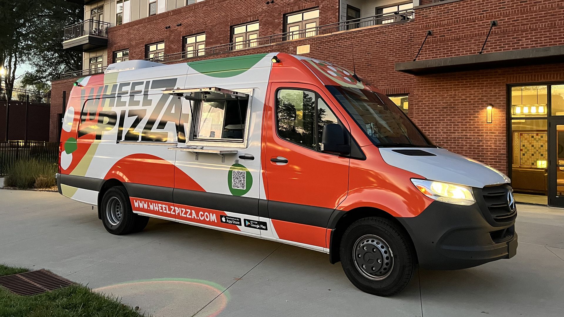 A pizza delivery van