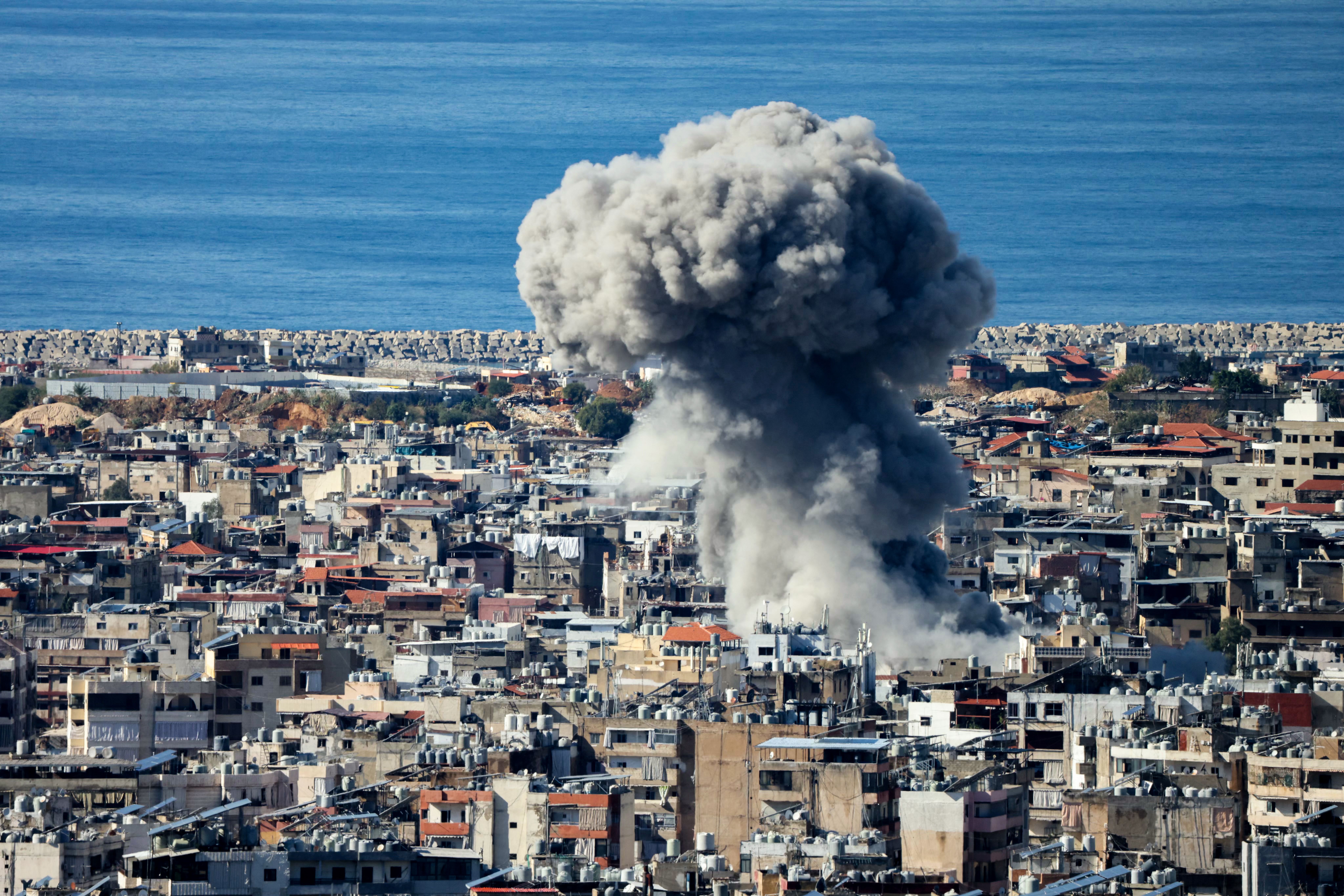 Smoke rises from the site of an Israeli airstrike that targeted Beirut's southern suburbs on November 26, 2024, amid the ongoing war between Israel and Hezbollah. Israel's security cabinet was due to meet on November 26 to vote on a proposed ceasefire in its war with Hezbollah in Lebanon, an officia