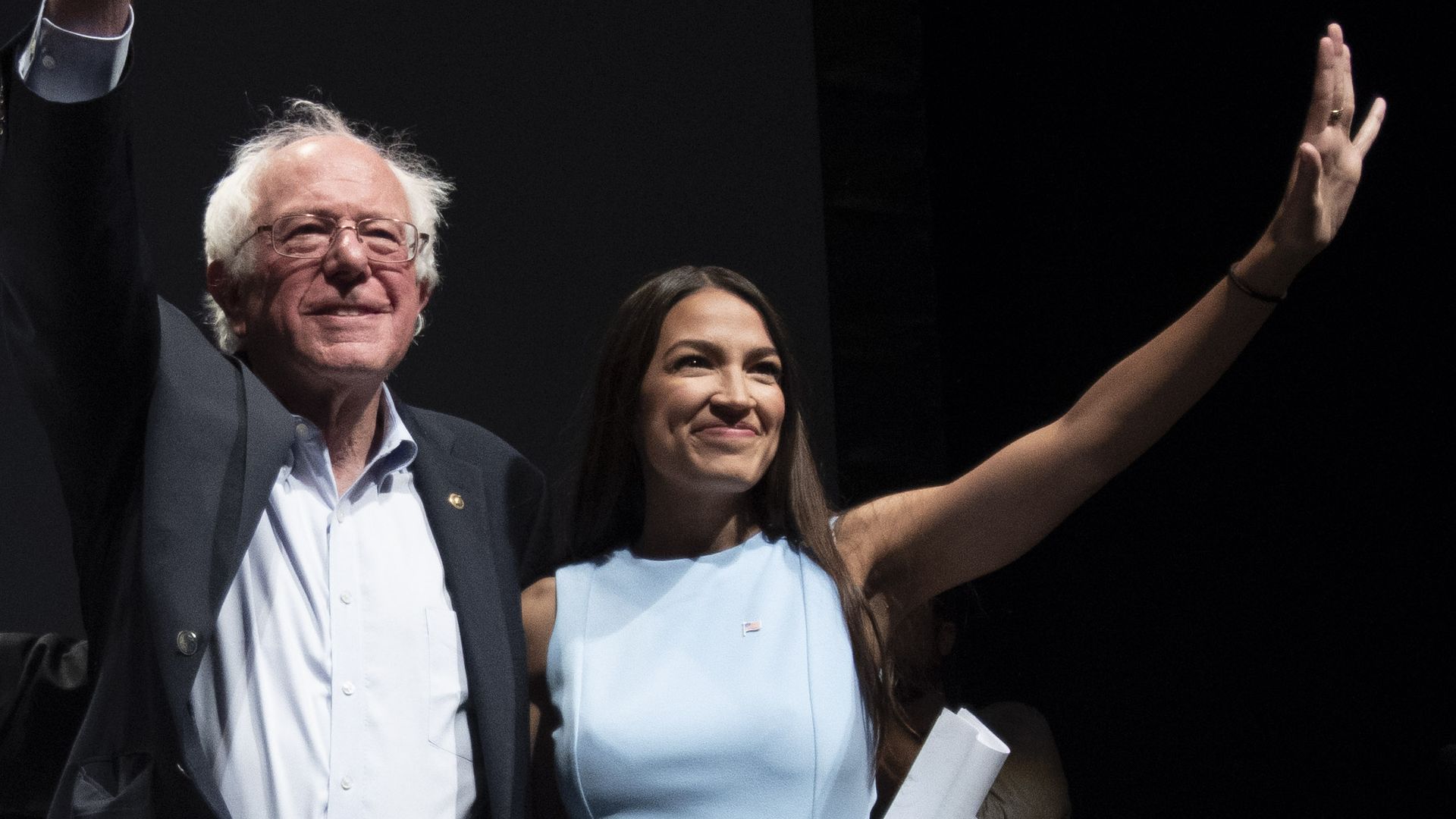Bernie Sanders and Alexandria Ocasio-Cortez.