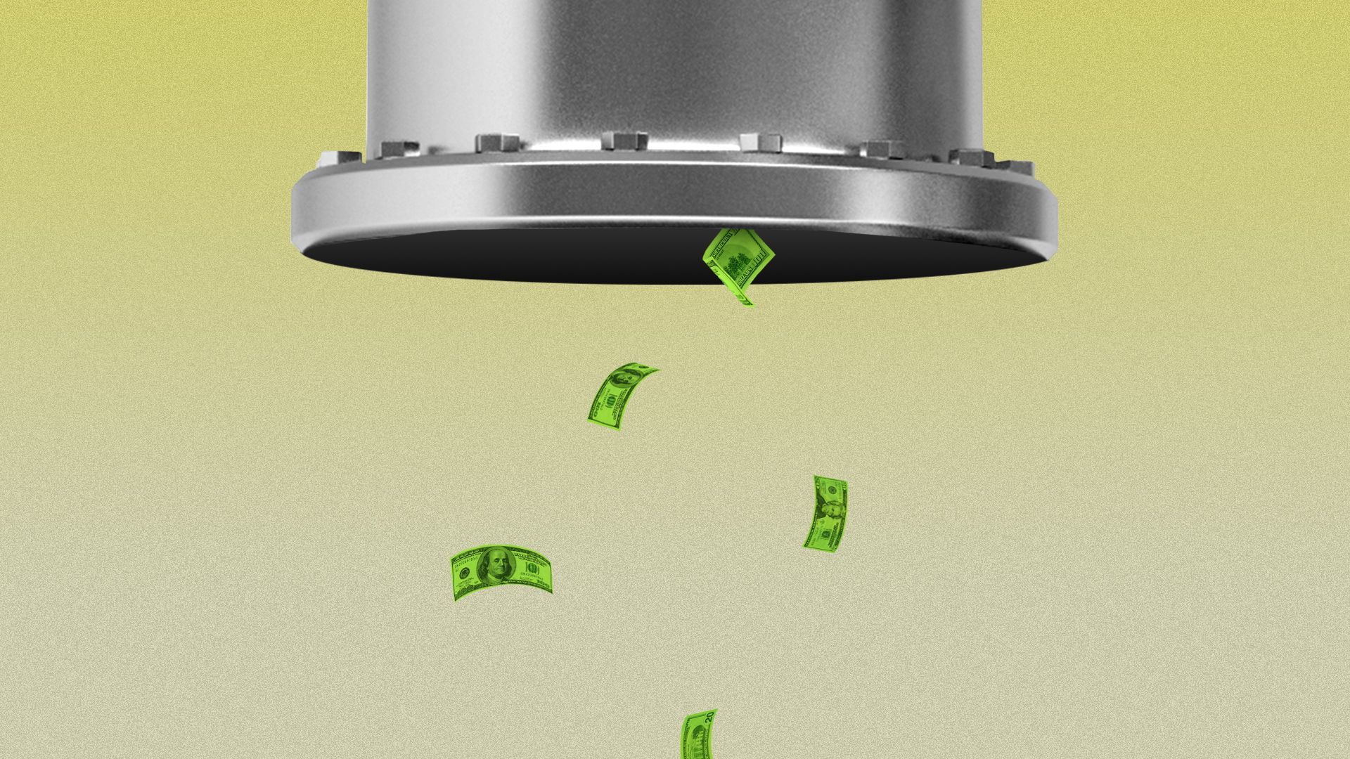 Illustration of money falling out of a pipe.