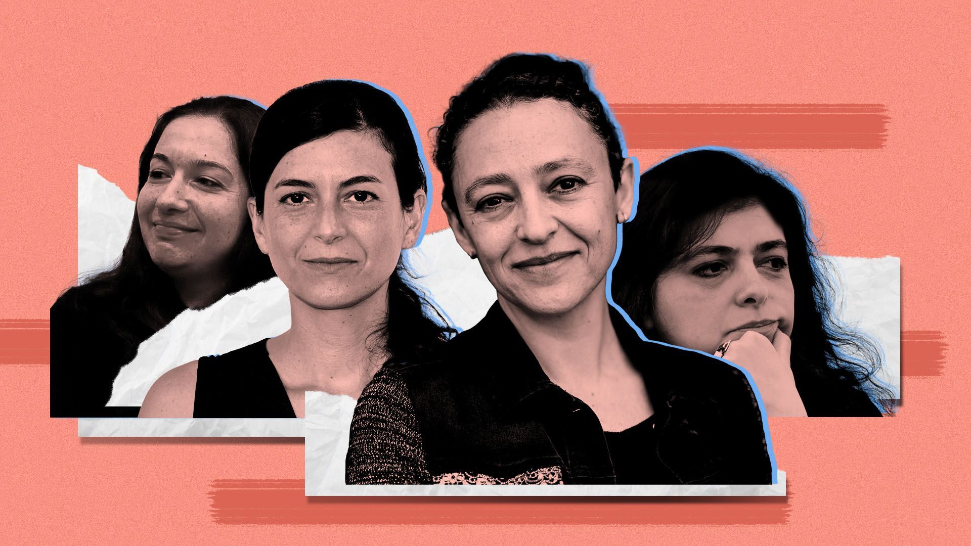 Photo illustration of authors Samantha Schweblin, Mariana Enríquez, Fernanda Melchor, and Lina Meruane