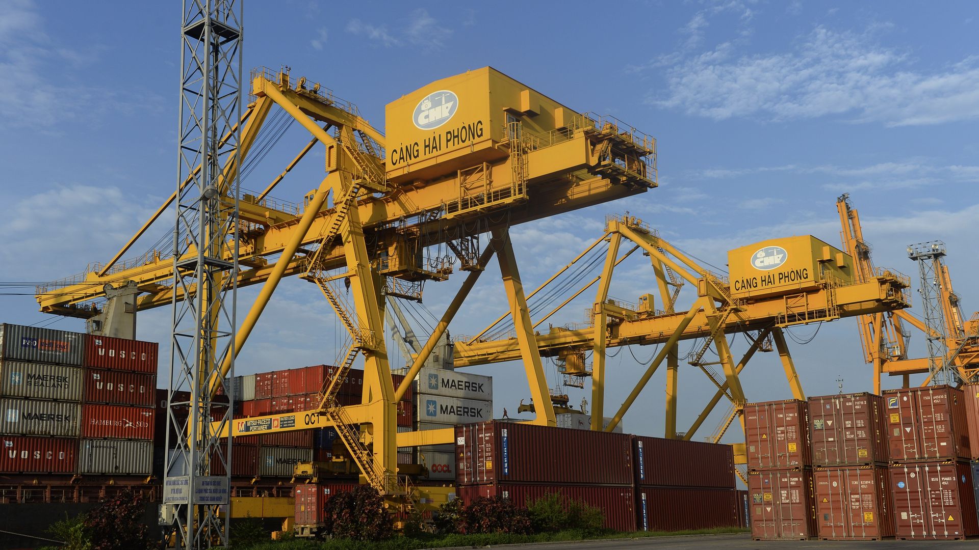 Shipping containers at Vietnamese port