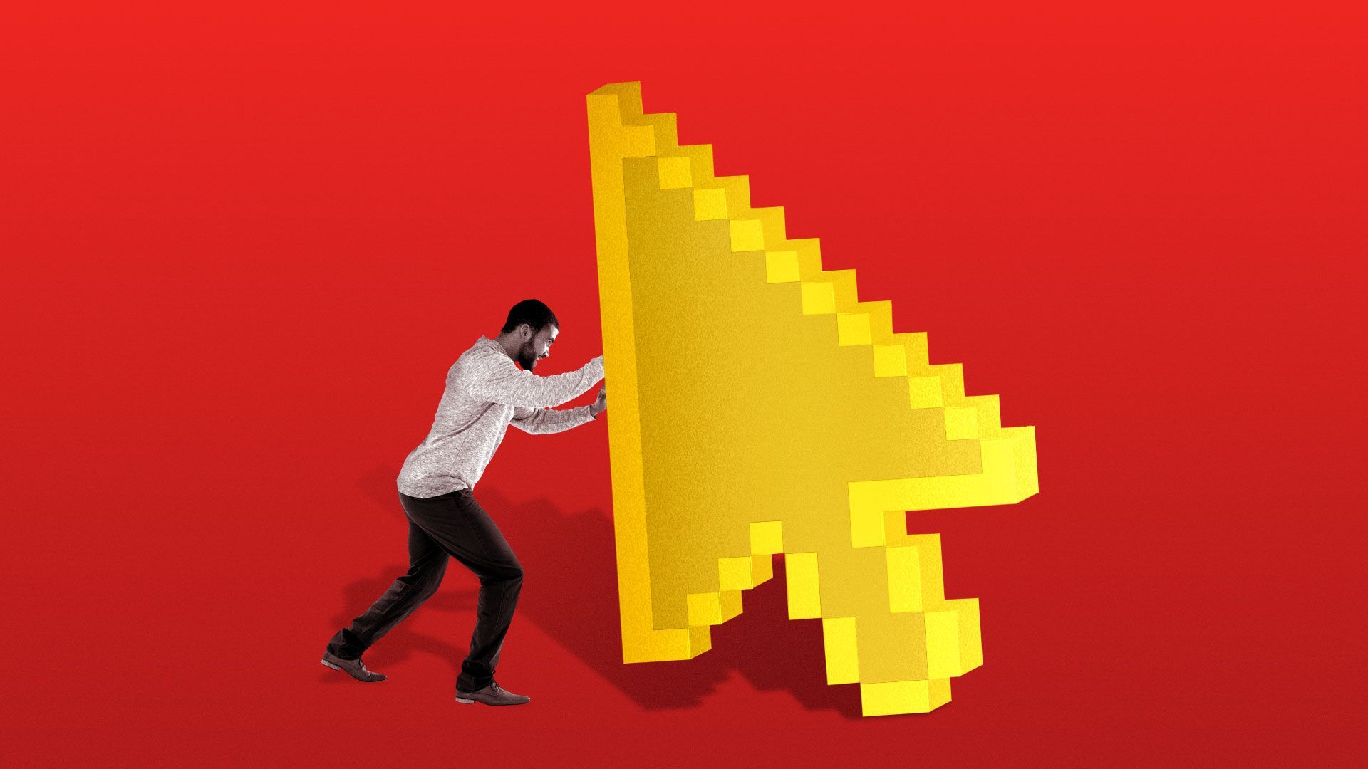 Illustration of person pushing against cursor arrow