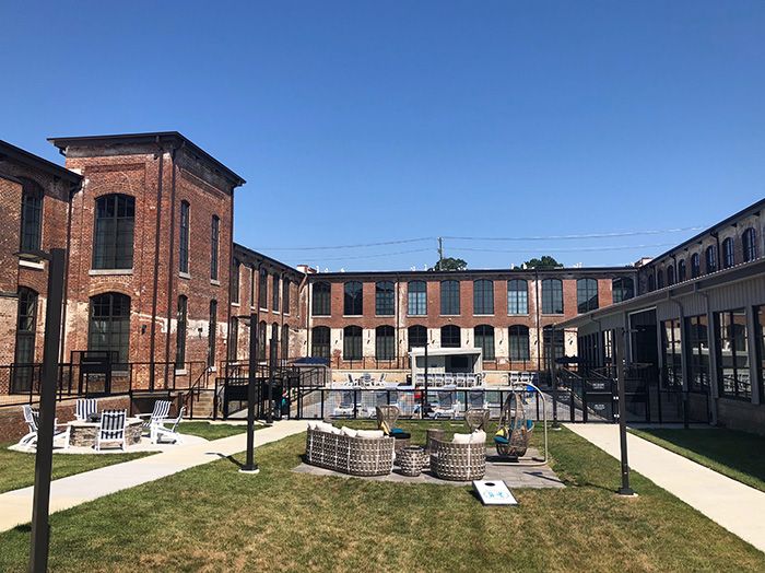 Lofts at Hawthorne Mill courtyard