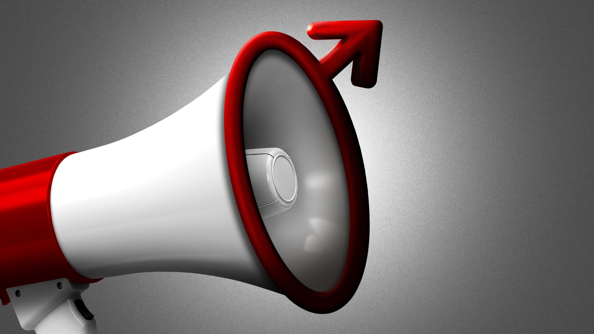 Illustration of a megaphone with the horn in the shape of the male symbol