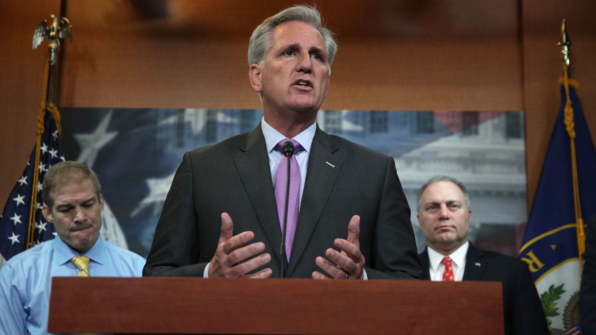 Kevin Mccarthy speaking at a podium.