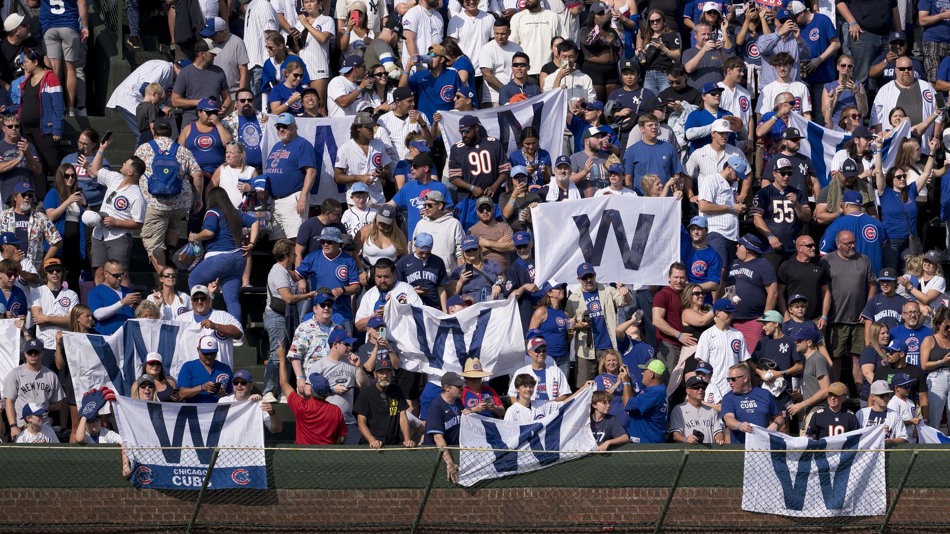 Cubs fans celebrate a win at Wrigley Field in 2024.
