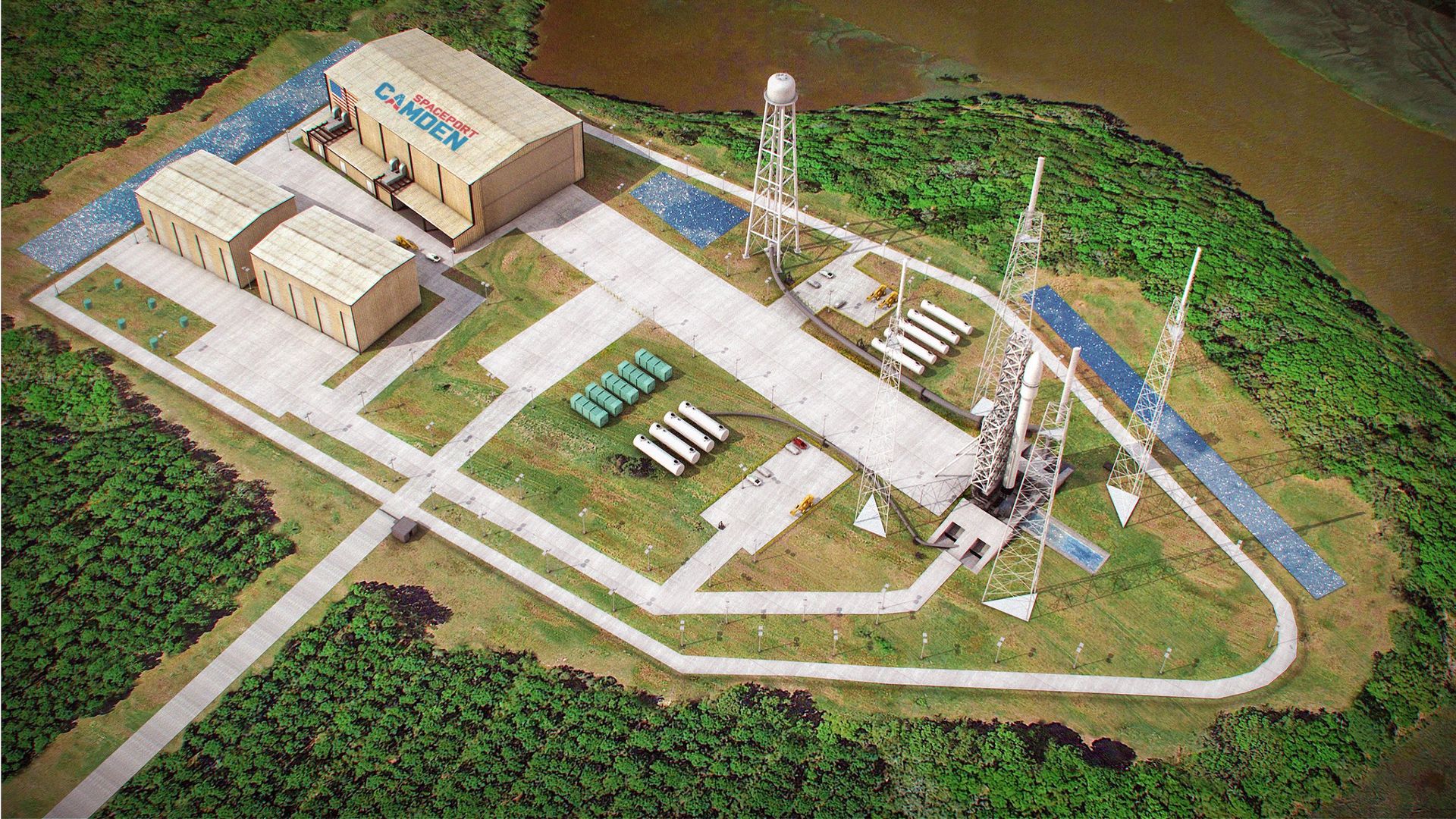 Rendering of a spaceport
