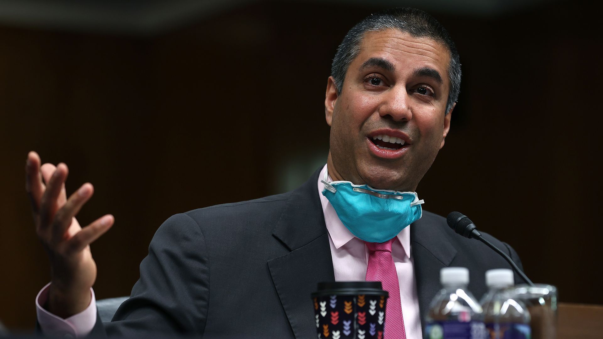 FCC Chairman Ajit Pai testifies at a Senate hearing June 16, 2020. 