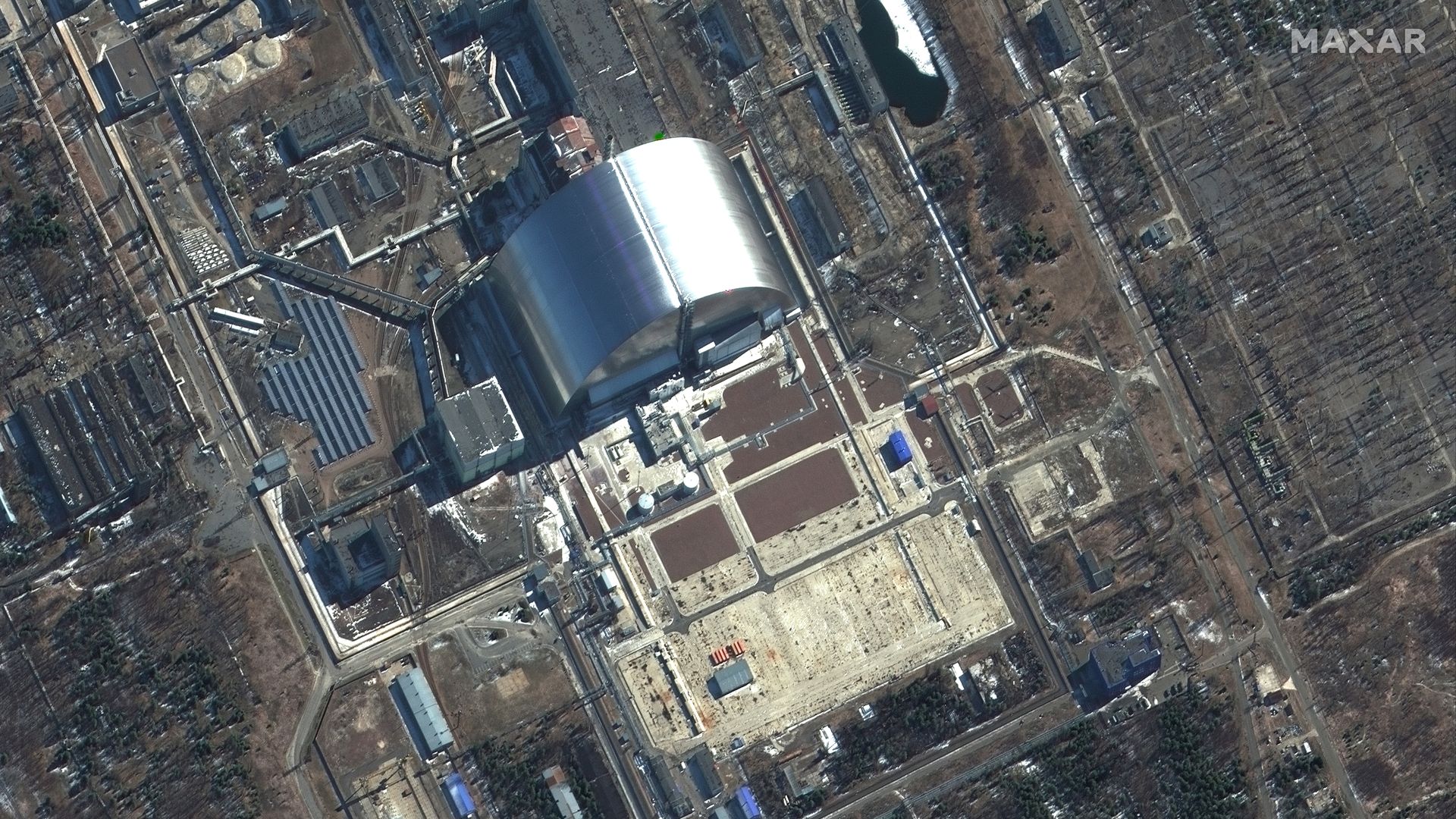Satellite image of the Chernobyl nuclear station from above