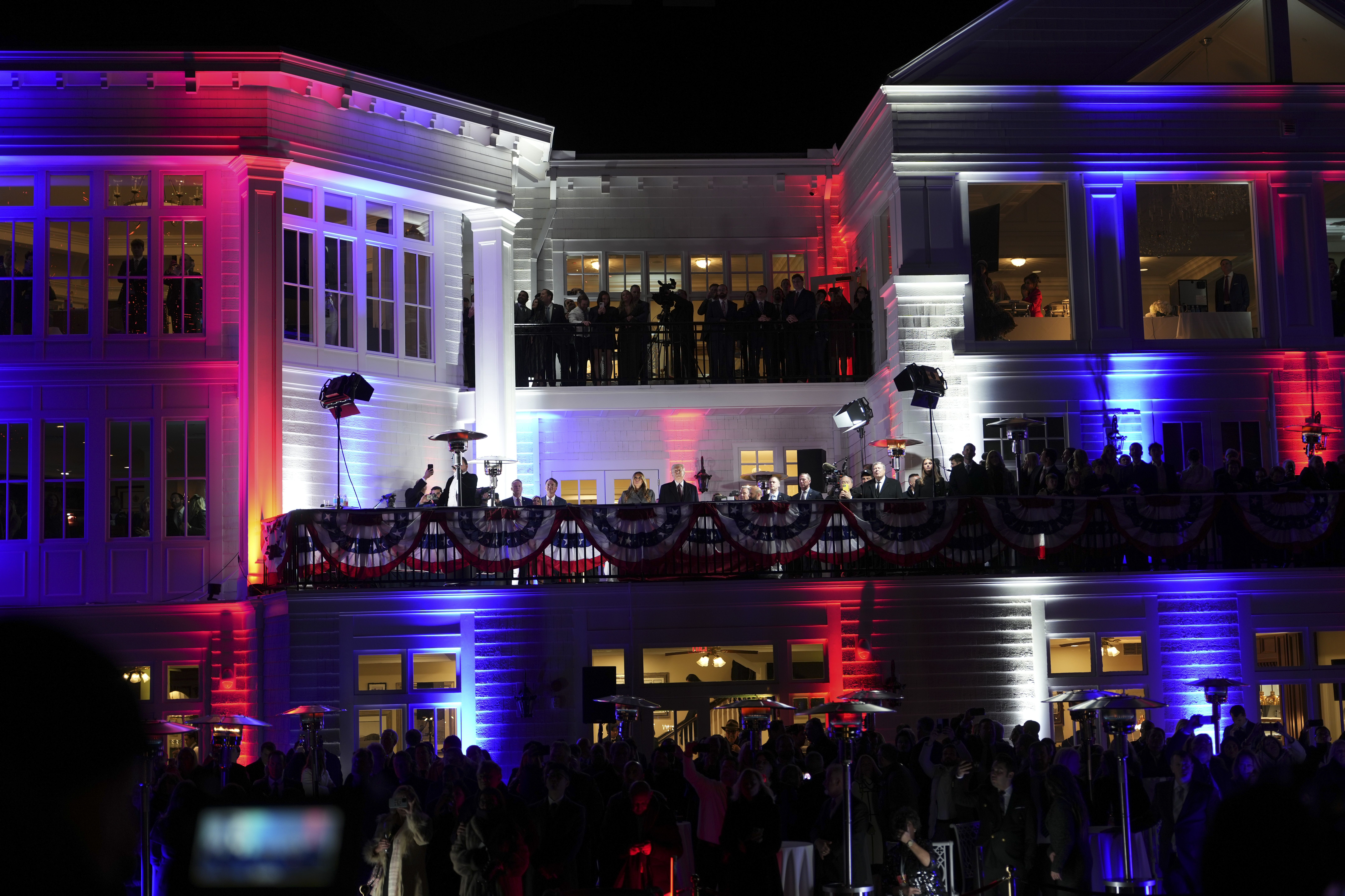 President-elect Donald Trump with his wife Melania Trump watch a fireworks display during a reception at the Trump National Golf Club in Sterling, Va., on Saturday, Jan. 18, 2025. (Doug Mills/The New York Times)