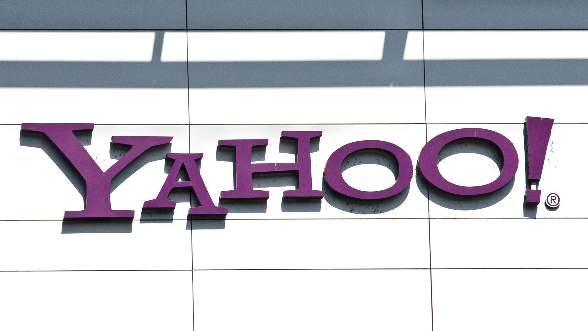 A Yahoo logo on the outside of the company's headquarters in Sunnyvale, California.