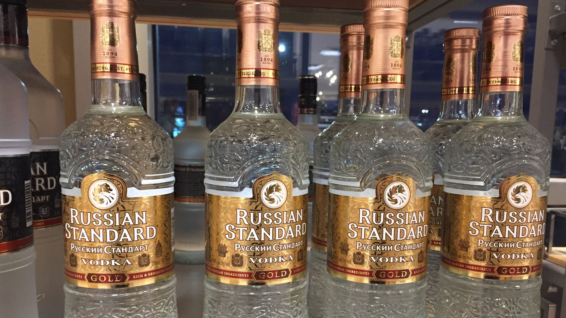 Bottles of Russian Standard Vodka seen on the shelf at an LCBO (Liquor Control Board of Ontario) store in Toronto, Ontario, Canada, on February 25, 2022