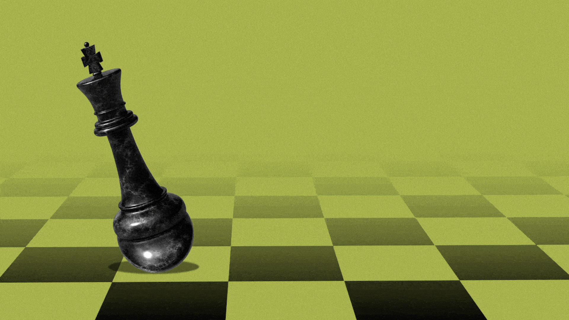 Illustration of a wobbling king chess piece that won't fall down