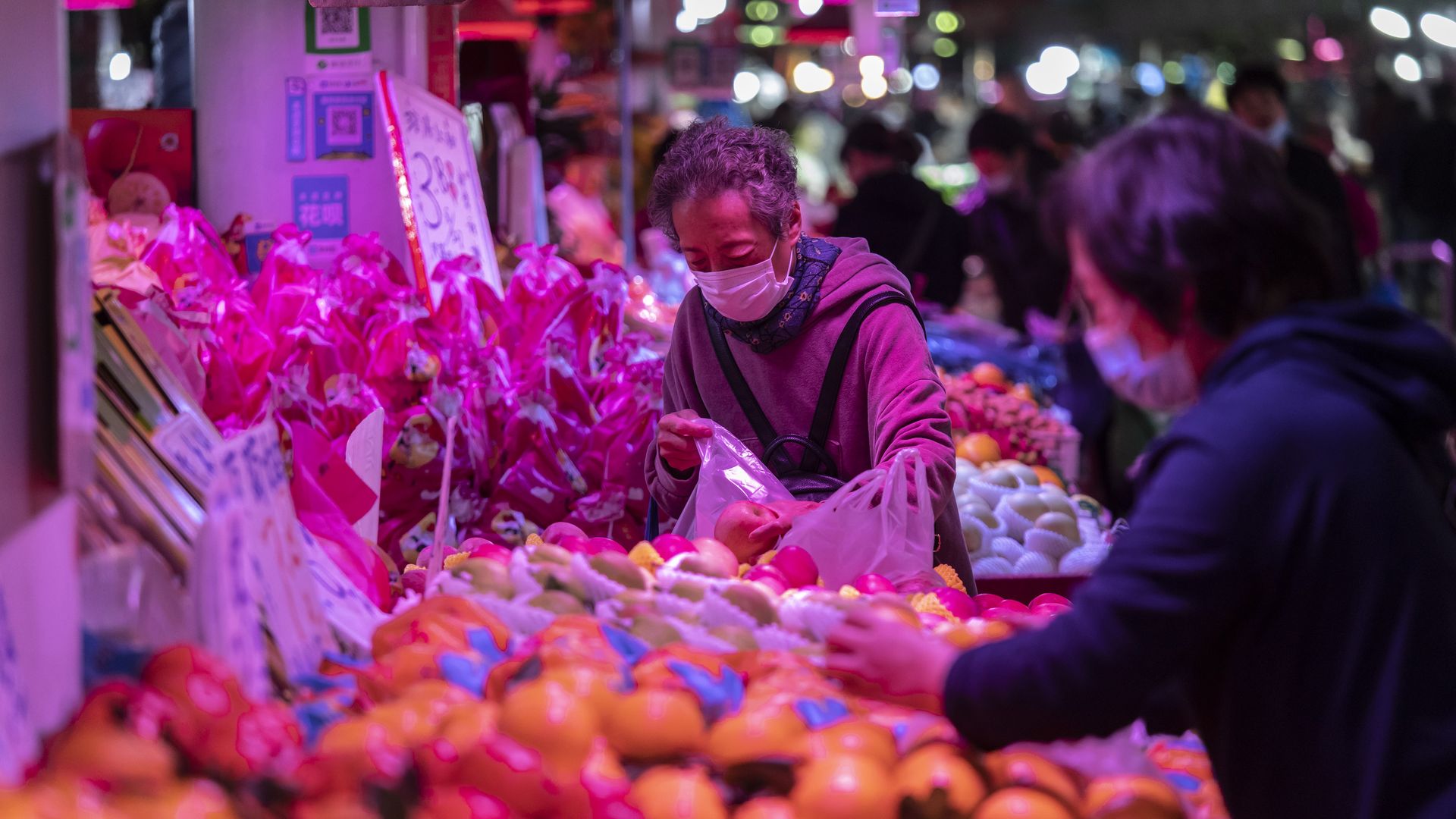 People shopping at a wholesale market in Shanghai, China, on Nov. 3. 