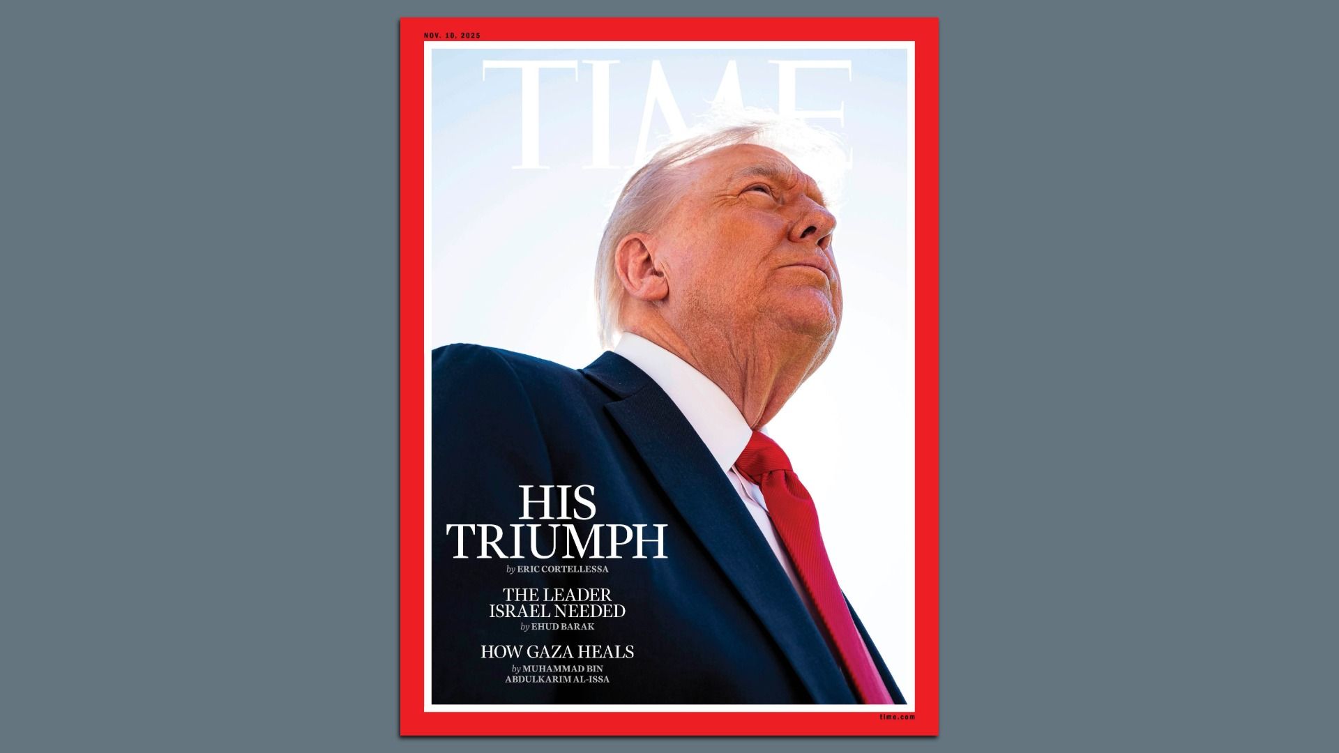 Time magazine cover featuring Donald Trump with controversial photo angle