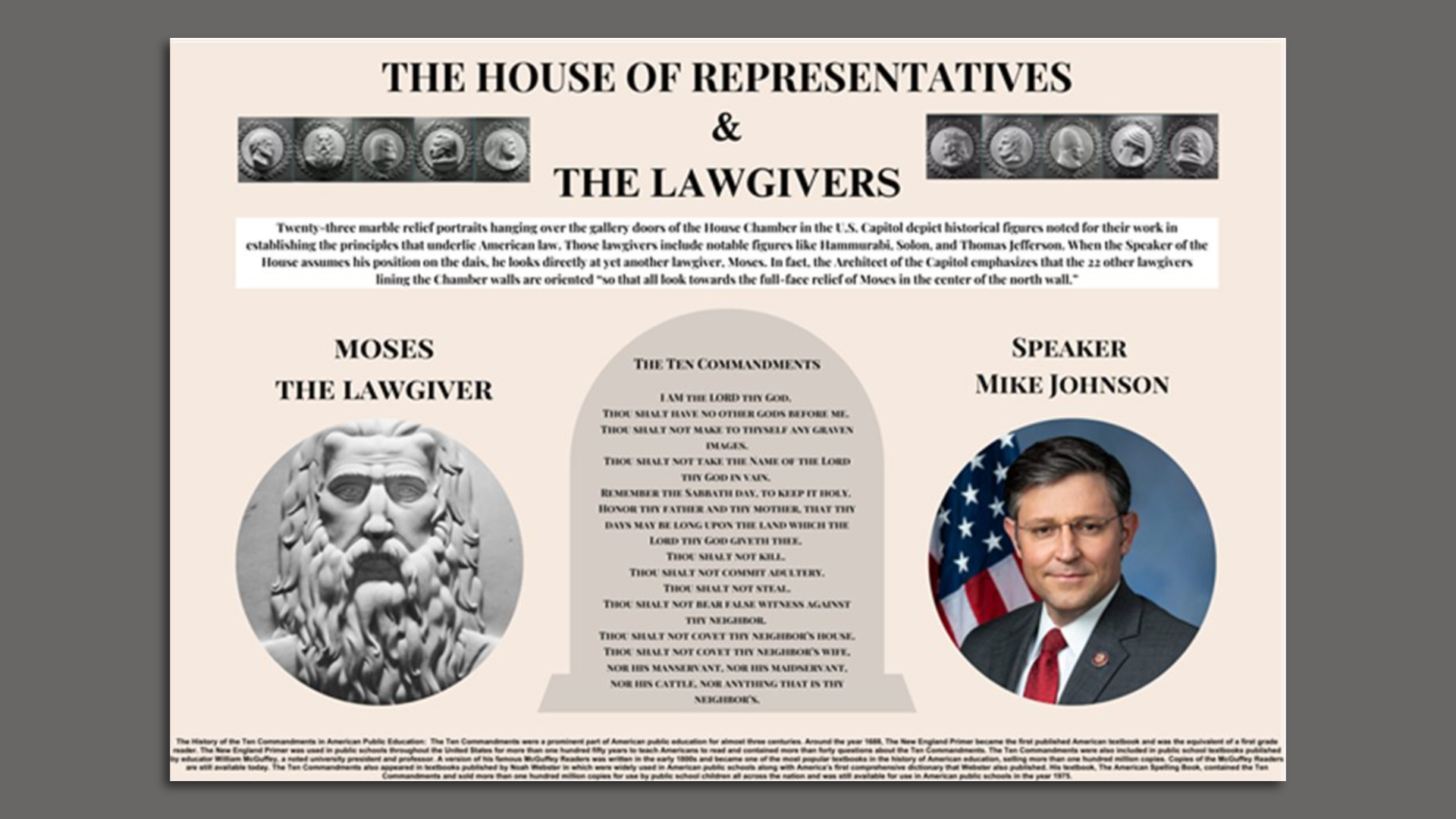 A poster titled "The House of Representatives and the Lawgivers."