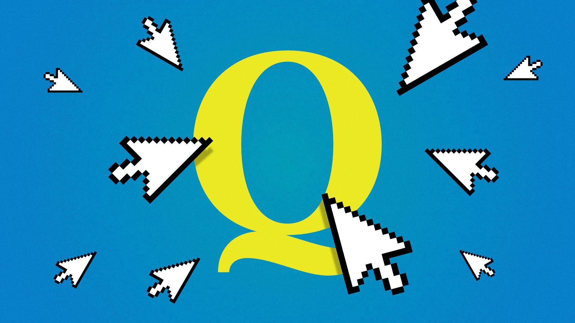 Illustration of Q surrounded by cursors