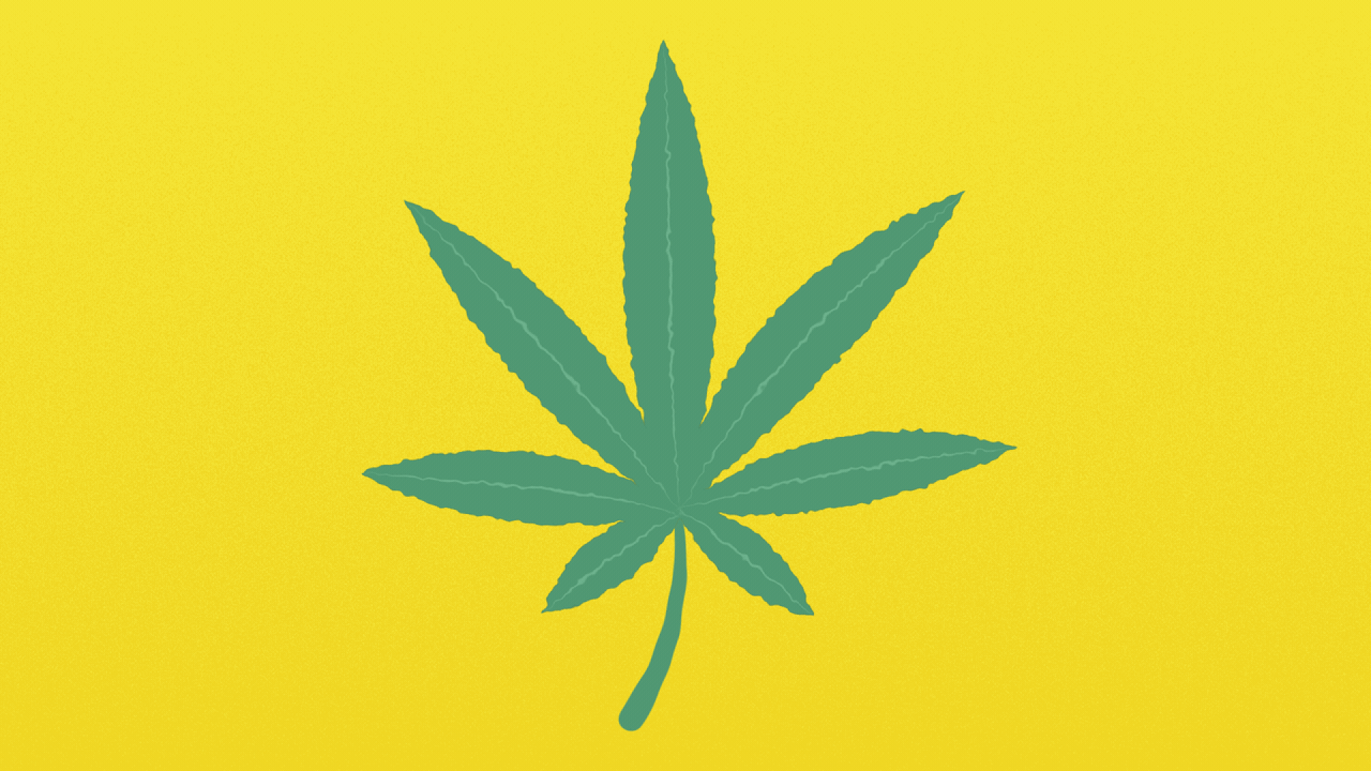 Illustration of a marijuana leaf with bites being taken out of it until it's gone, and then growing back.